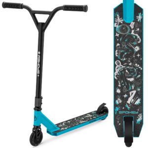 Stunt scooter zwart turquoise 100 mm