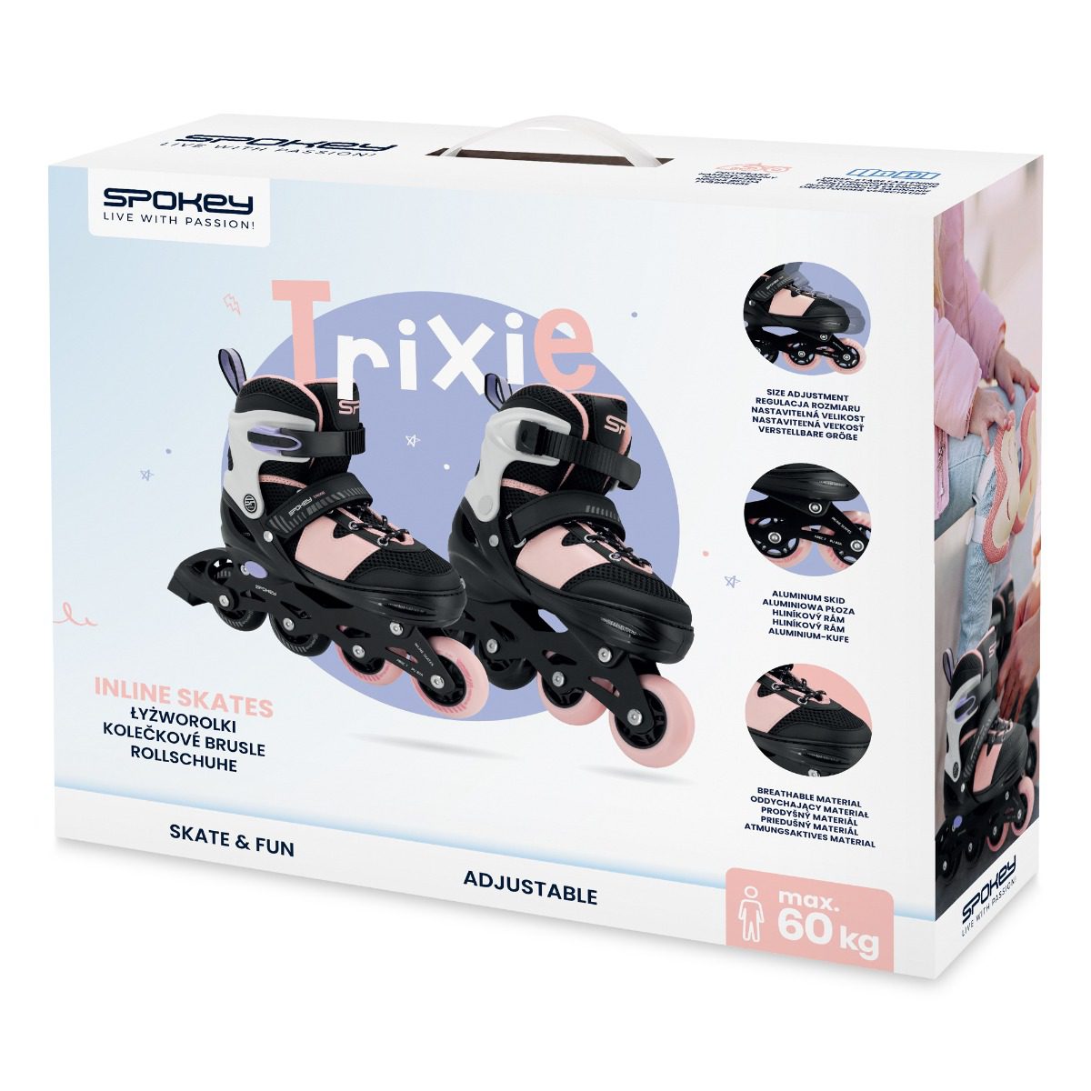 Verstelbare inline skates zwart-roze 31-42 Verstelbare inline skates zwart-roze 31-42