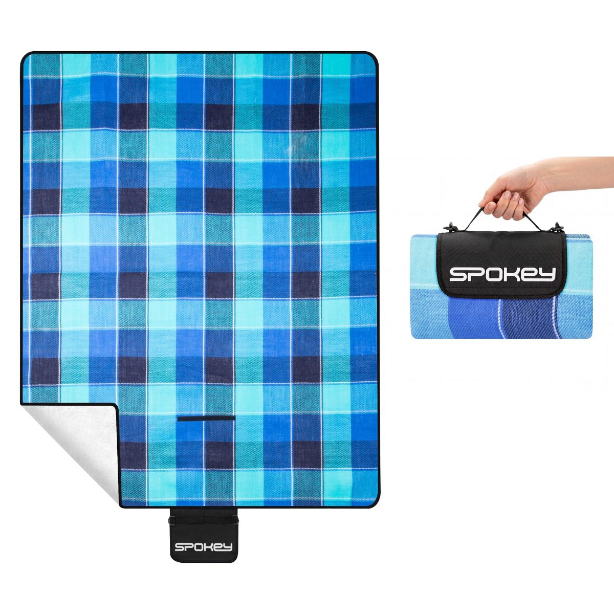 Spokey PICNIC FLANNEL picknickdeken 150x180 cm blauw Spokey PICNIC FLANNEL picknickdeken 150x180 cm blauw