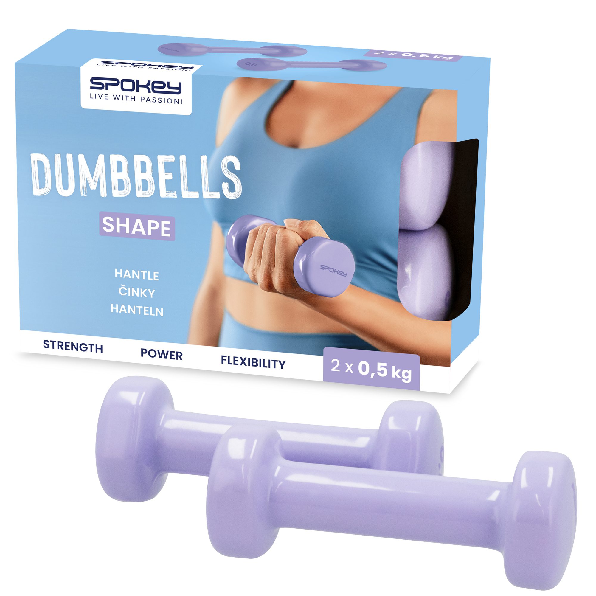 Vinyl dumbbells 2x 0,5 kg paars - Spokey SHAPE Vinyl dumbbells 2x 0,5 kg paars - Spokey SHAPE