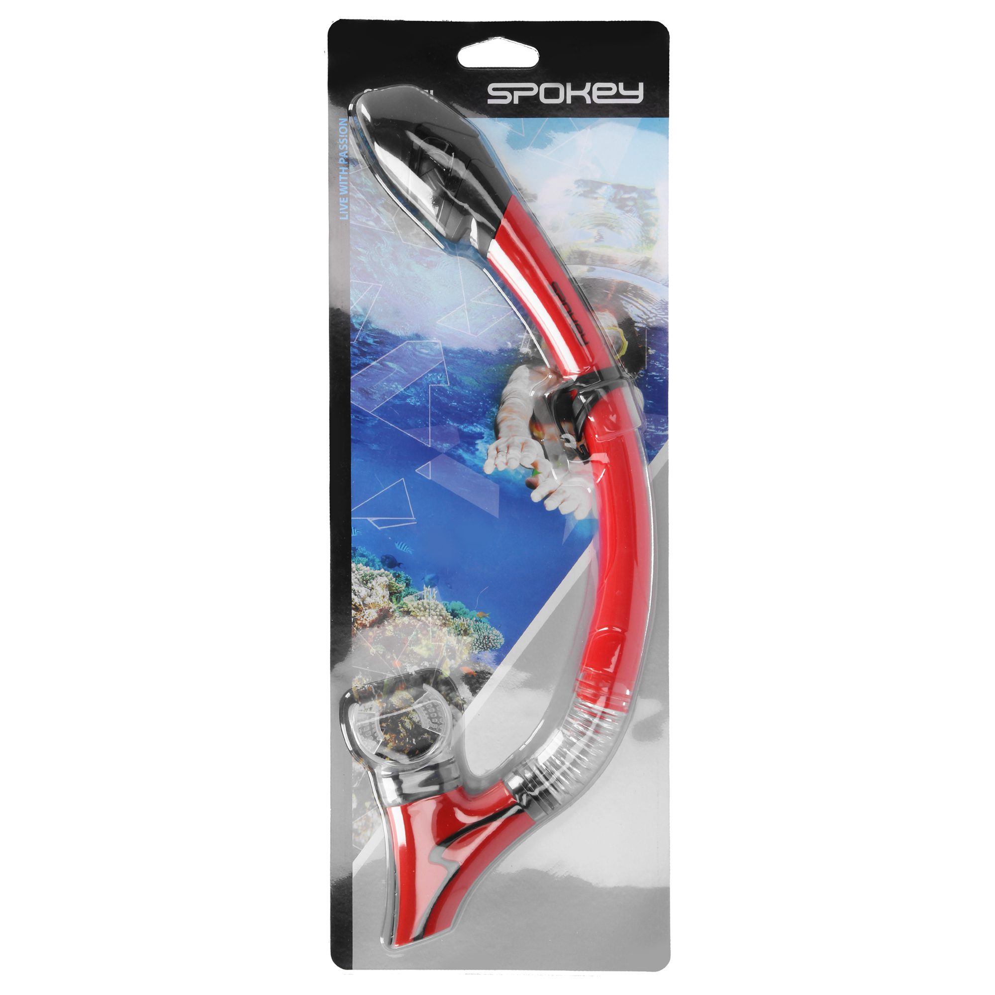 Droge snorkel rood Spokey BREM - veilig en comfortabel snorkelen Droge snorkel rood Spokey BREM - veilig en comfortabel snorkelen