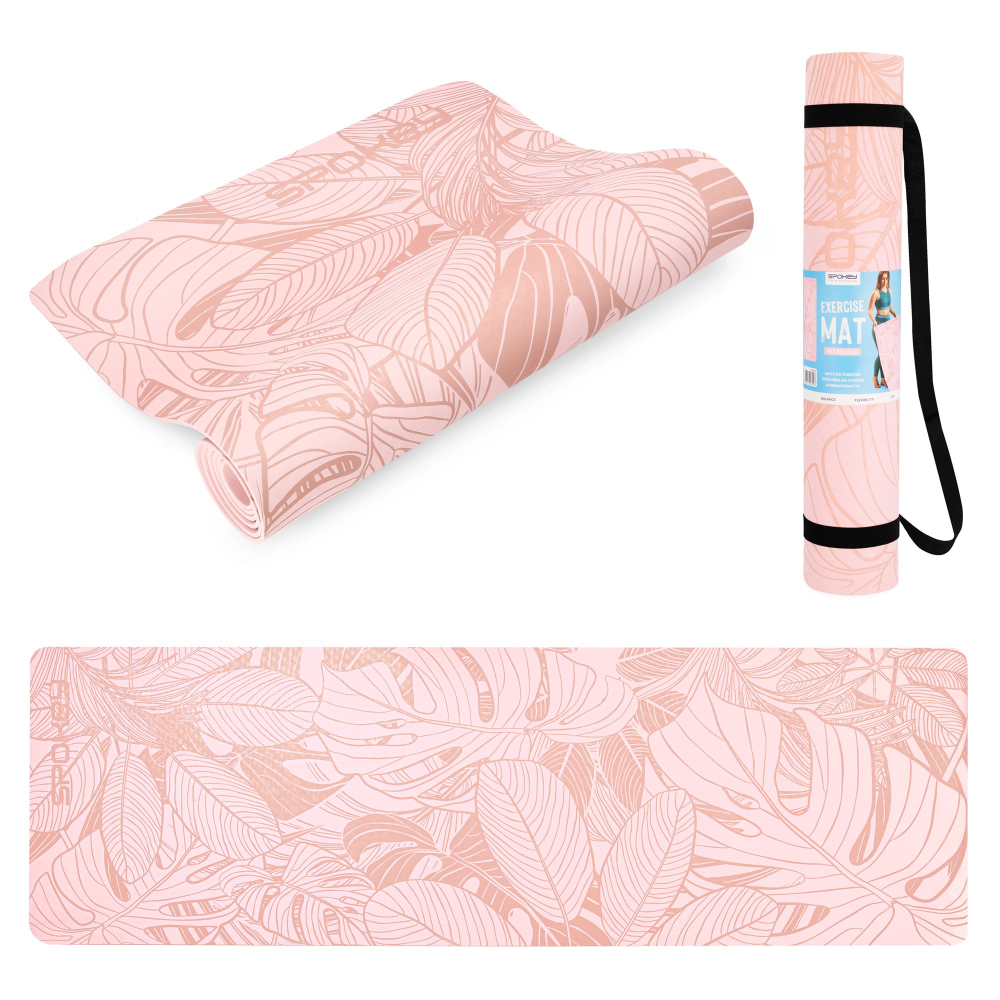 Spokey LEAF yoga mat roze 183x61 cm Spokey LEAF yoga mat roze 183x61 cm
