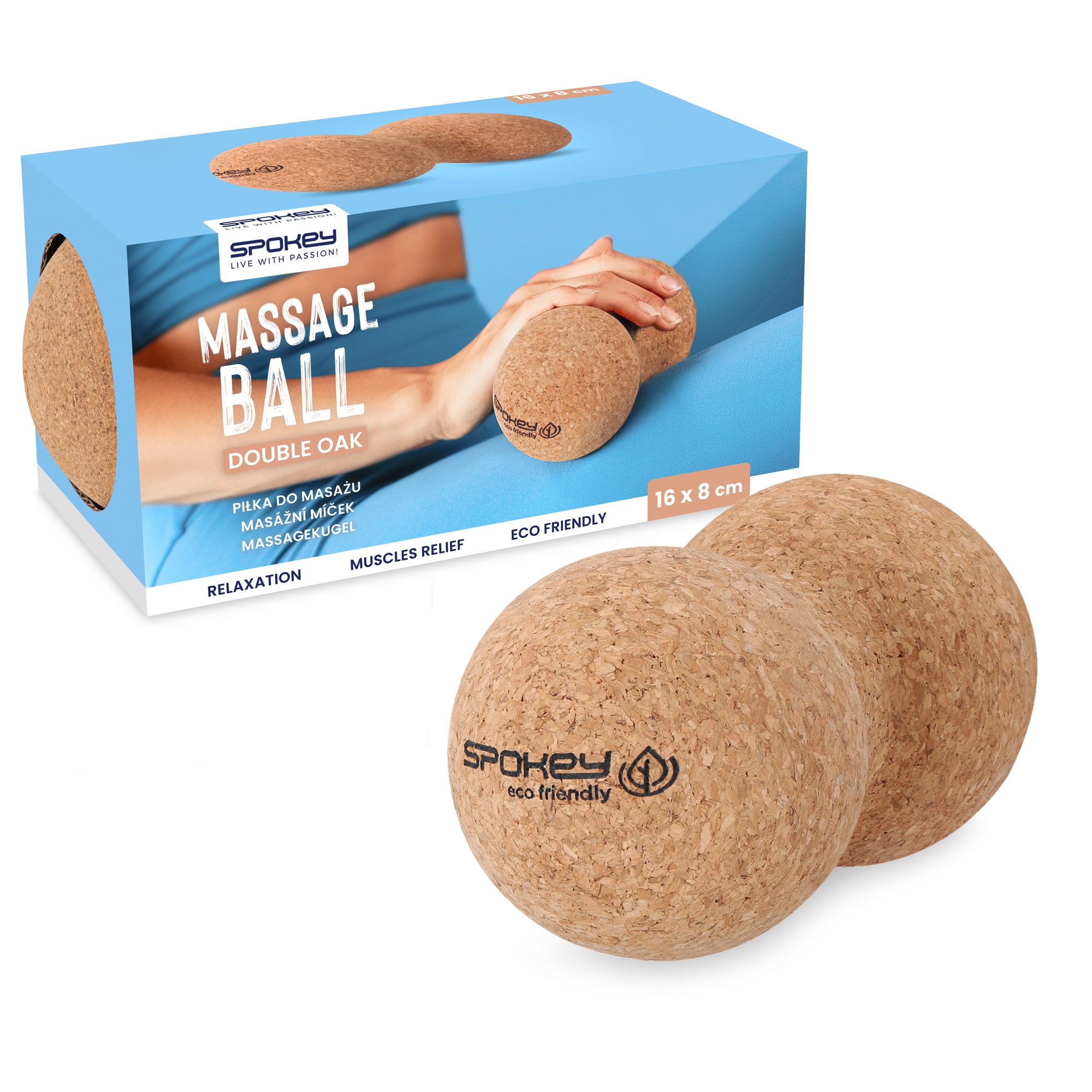 Cork massagebal voor spierontspanning - Spokey DOUBLE OAK 16x8 cm Cork massagebal voor spierontspanning - Spokey DOUBLE OAK 16x8 cm