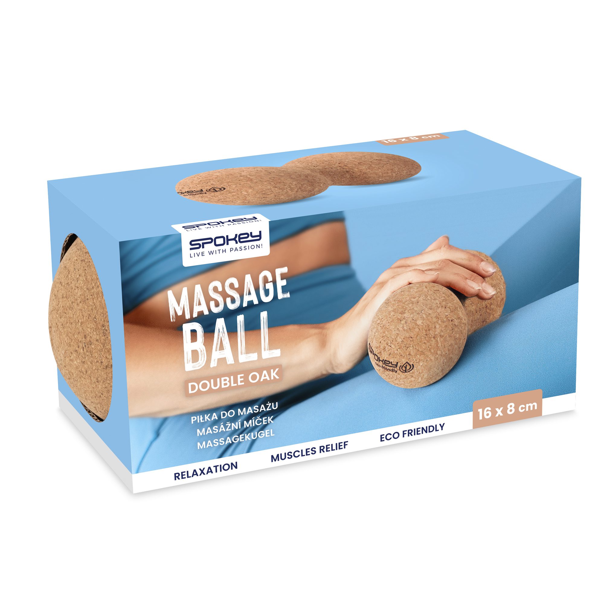 Cork massagebal voor spierontspanning - Spokey DOUBLE OAK 16x8 cm Cork massagebal voor spierontspanning - Spokey DOUBLE OAK 16x8 cm