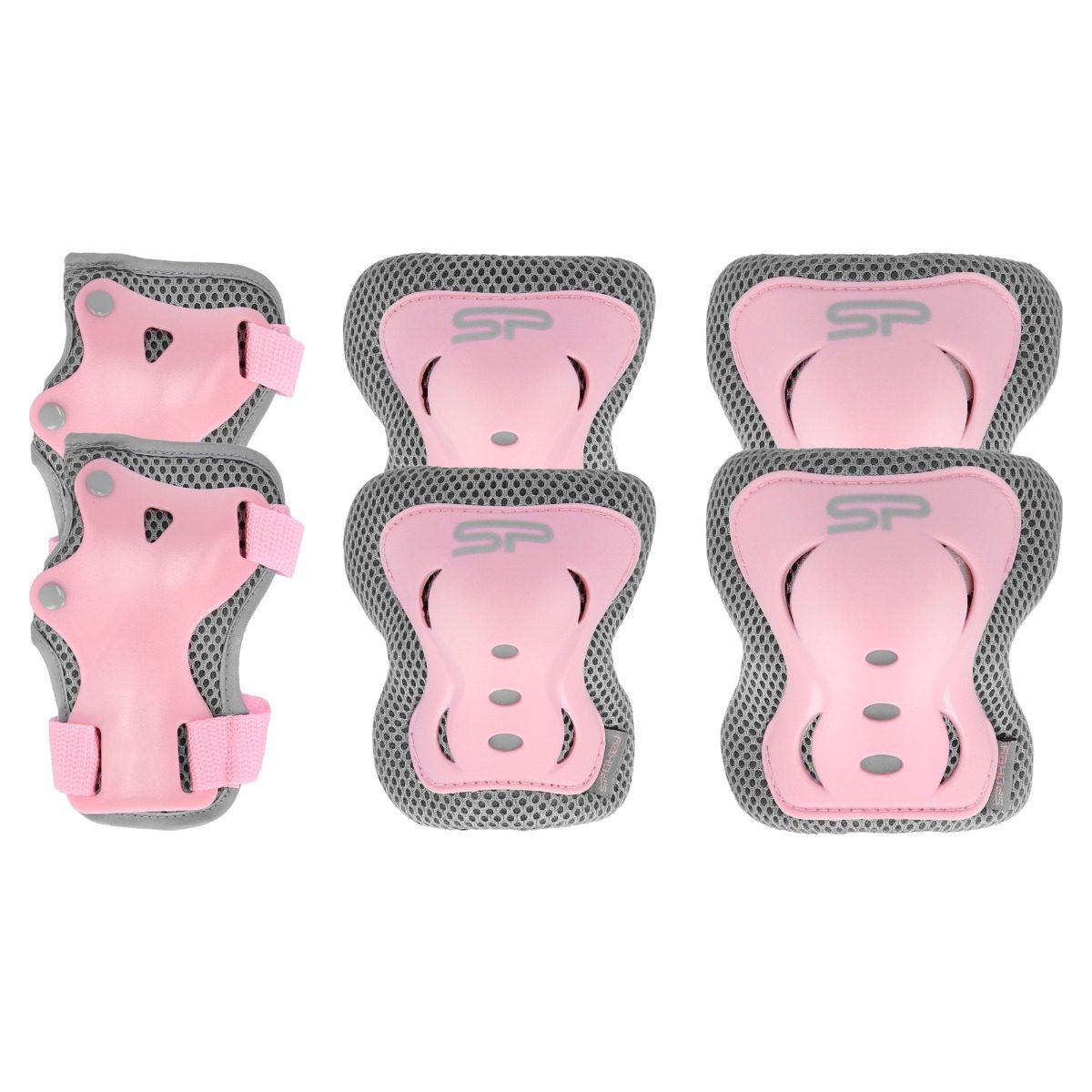Beschermer Set – Polsbeschermers – Elleboogbeschermers – Kniebeschermers – voor kinderen - Roze / Grijs – Spokey SHIELD Beschermer Set – Polsbeschermers – Elleboogbeschermers – Kniebeschermers – voor kinderen - Roze / Grijs – Spokey SHIELD