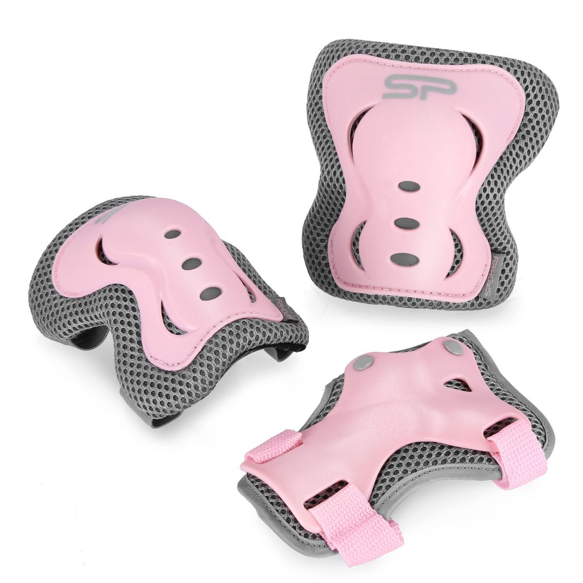 Beschermer Set – Polsbeschermers – Elleboogbeschermers – Kniebeschermers – voor kinderen - Roze / Grijs – Spokey SHIELD Beschermer Set – Polsbeschermers – Elleboogbeschermers – Kniebeschermers – voor kinderen - Roze / Grijs – Spokey SHIELD
