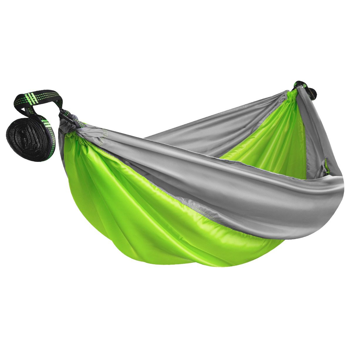 Hangmat – Lichte parachutestof – incl. karabijnhaken en riemen – 200 x 100 cm – tot 100kg – Eenpersoons – Groen / Grijs – Spokey Air Rocker Hangmat – Lichte parachutestof – incl. karabijnhaken en riemen – 200 x 100 cm – tot 100kg – Eenpersoons – Groen / Grijs – Spokey Air Rocker