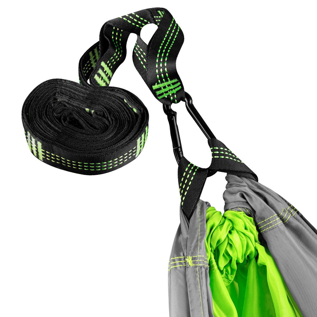 Hangmat – Lichte parachutestof – incl. karabijnhaken en riemen – 200 x 100 cm – tot 100kg – Eenpersoons – Groen / Grijs – Spokey Air Rocker Hangmat – Lichte parachutestof – incl. karabijnhaken en riemen – 200 x 100 cm – tot 100kg – Eenpersoons – Groen / Grijs – Spokey Air Rocker