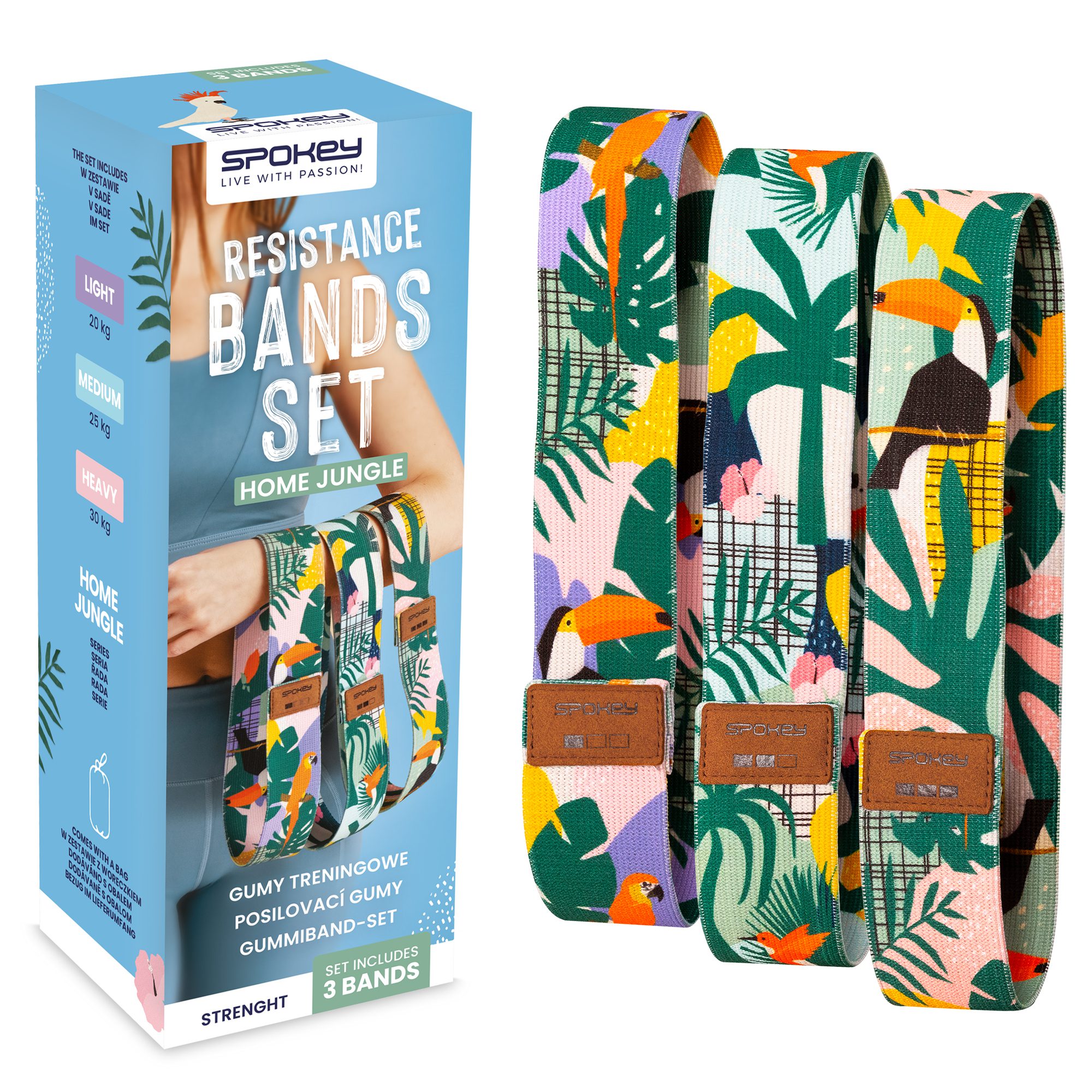 Set van 3 weerstandsbanden 20-30 kg - Spokey HOME JUNGLE Set van 3 weerstandsbanden 20-30 kg - Spokey HOME JUNGLE