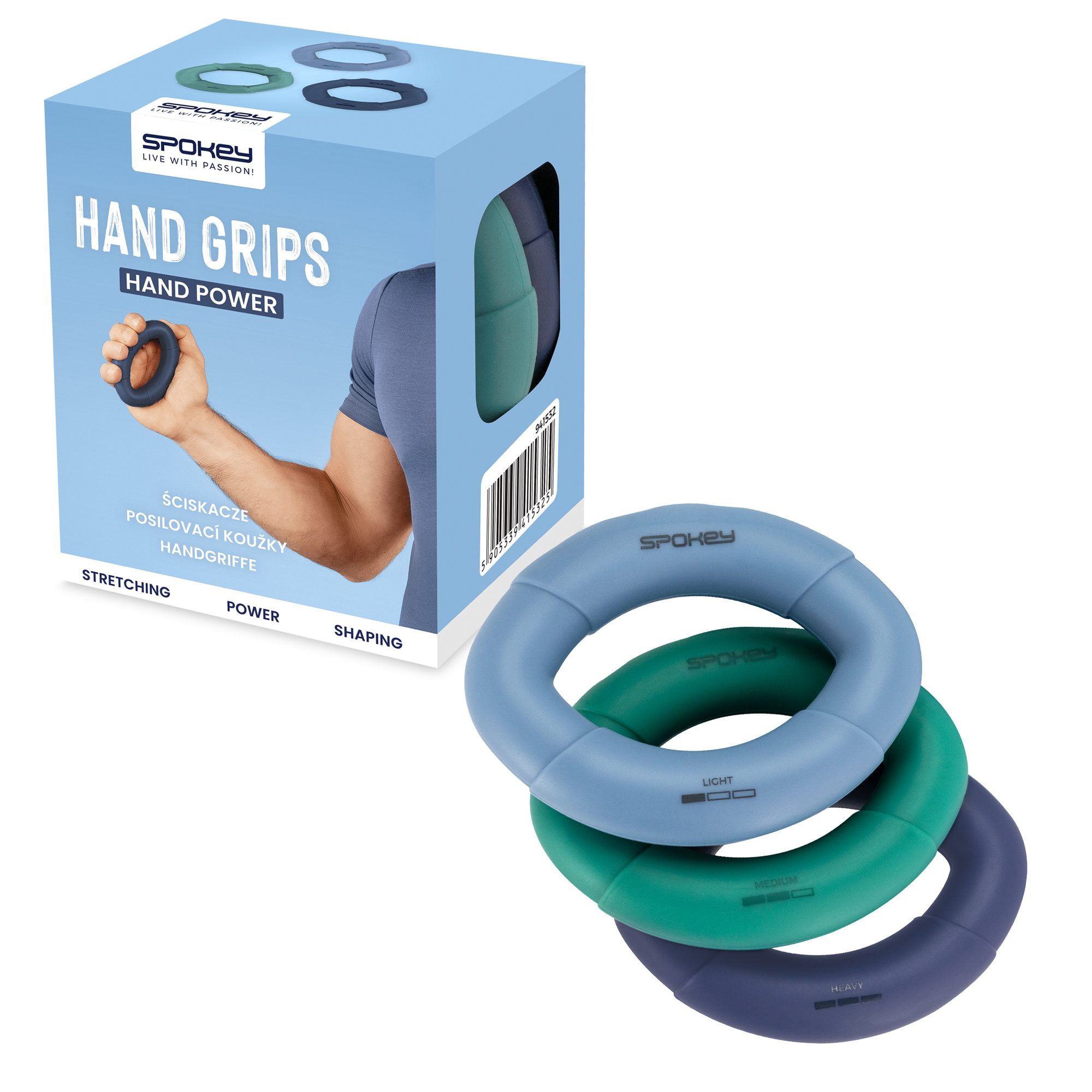 Handgrepen set 3 stuks voor griptraining - Spokey HAND POWER Handgrepen set 3 stuks voor griptraining - Spokey HAND POWER
