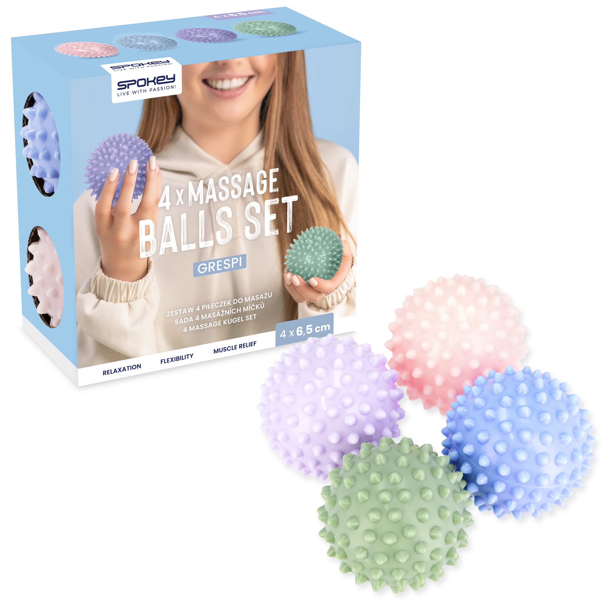 Spokey GRESPI massageballen set 4-delig Spokey GRESPI massageballen set 4-delig