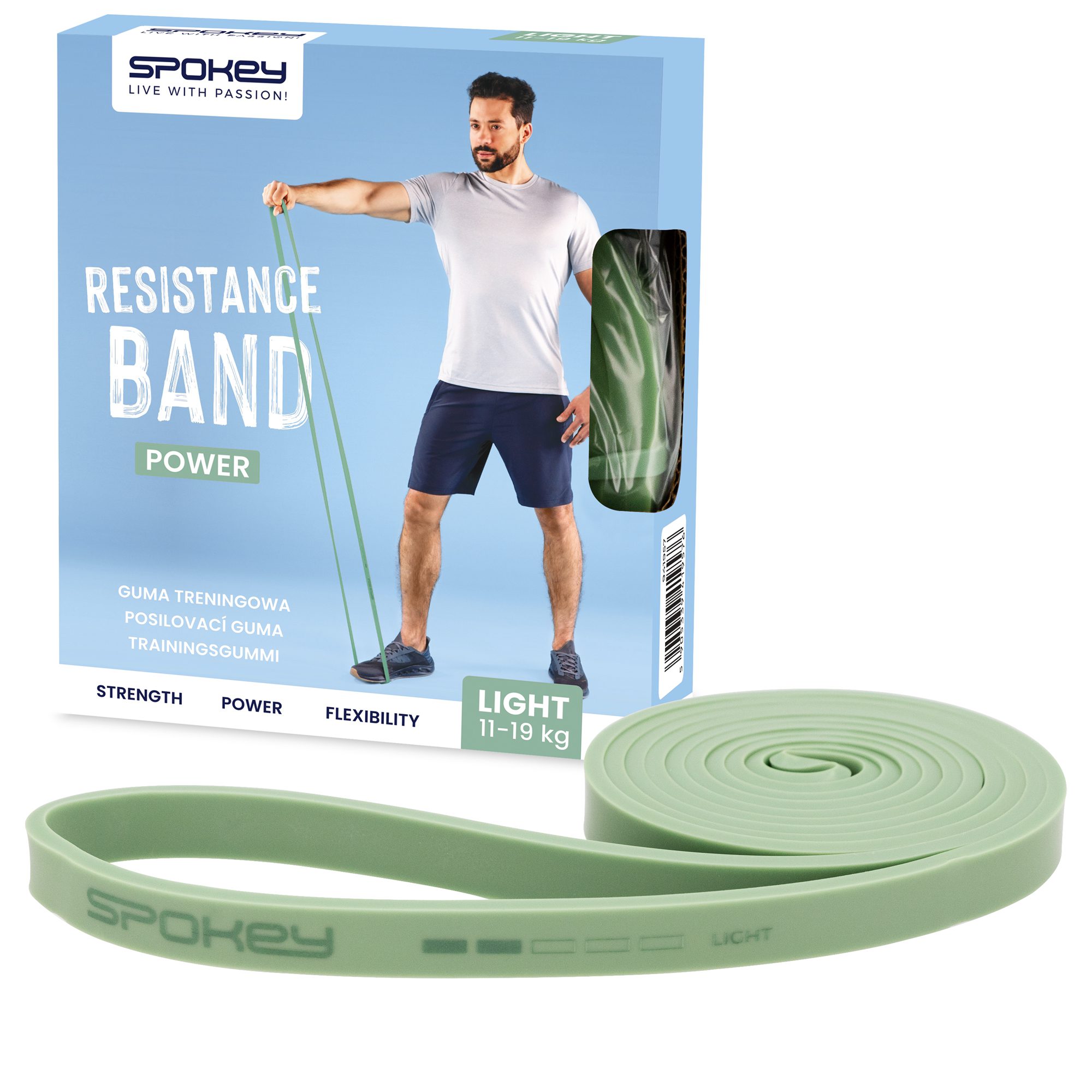 Weerstandsband Spokey Light - 11-19 kg groen - fitness band voor krachttraining Weerstandsband Spokey Light - 11-19 kg groen - fitness band voor krachttraining