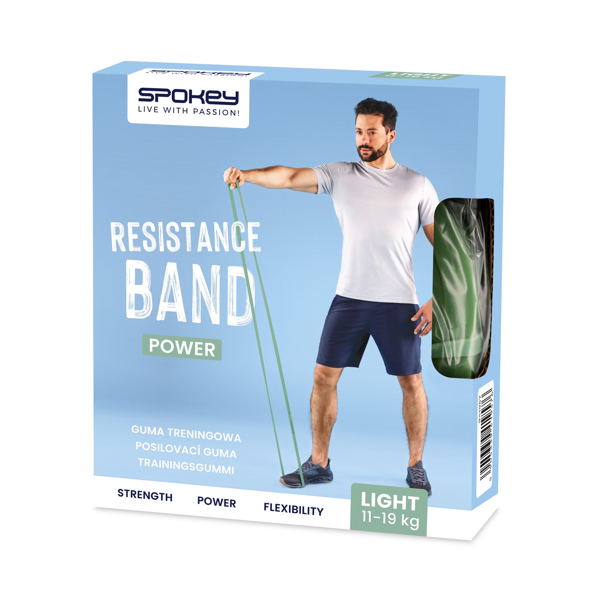 Weerstandsband Spokey Light - 11-19 kg groen - fitness band voor krachttraining Weerstandsband Spokey Light - 11-19 kg groen - fitness band voor krachttraining