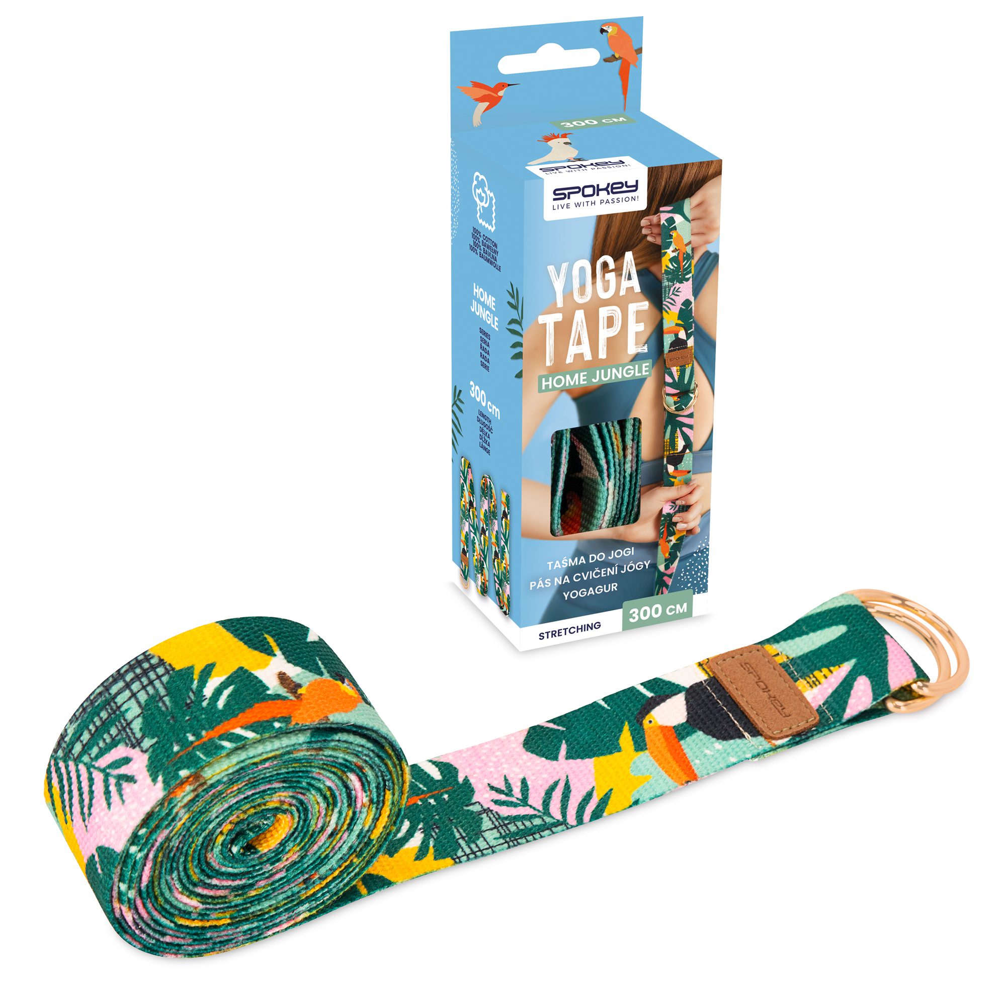 Yogariem met metalen gespen 300x3,8 cm - Spokey HOME JUNGLE Yogariem met metalen gespen 300x3,8 cm - Spokey HOME JUNGLE