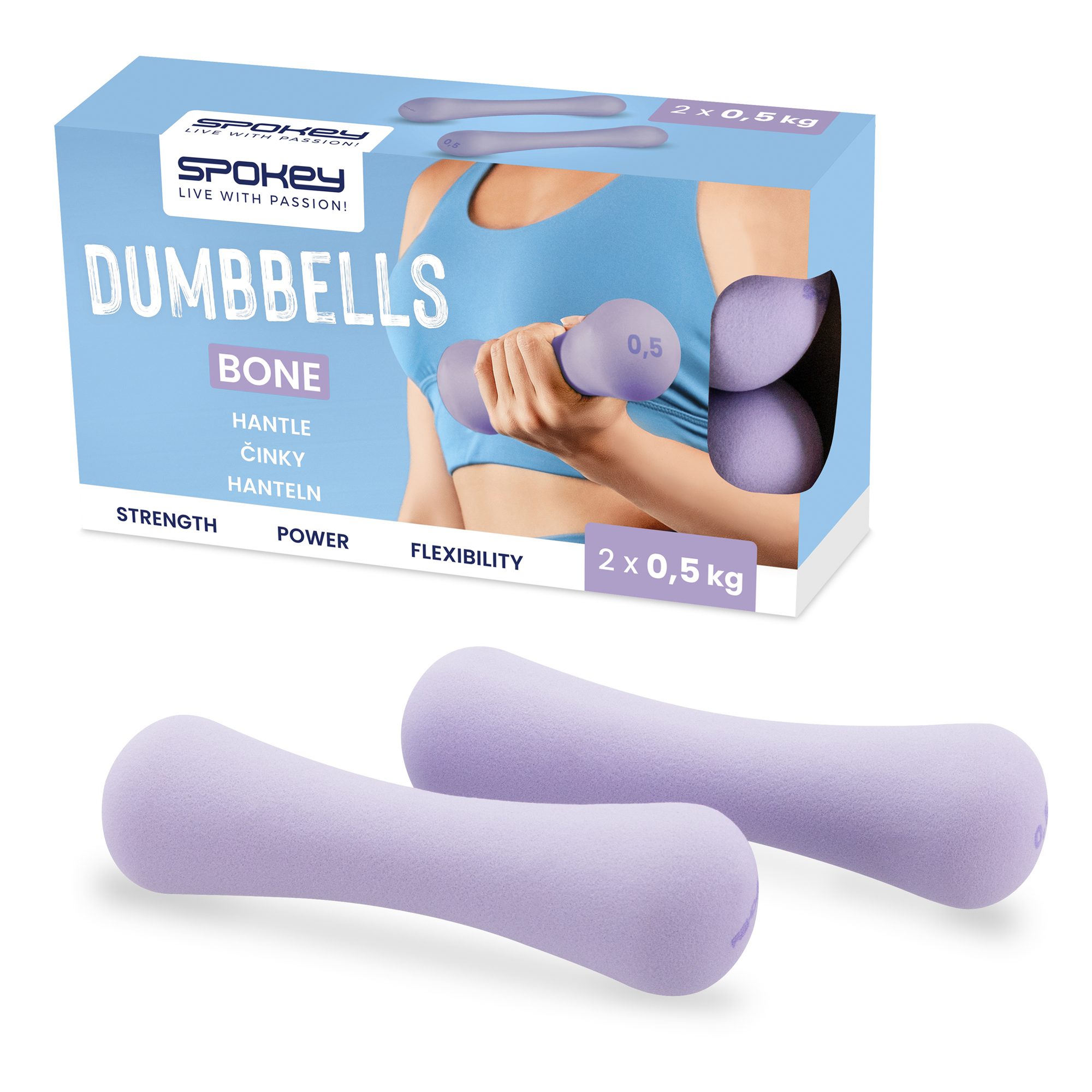 Neopreen dumbbells set 2x0,5 kg paars - Spokey BONE Neopreen dumbbells set 2x0,5 kg paars - Spokey BONE
