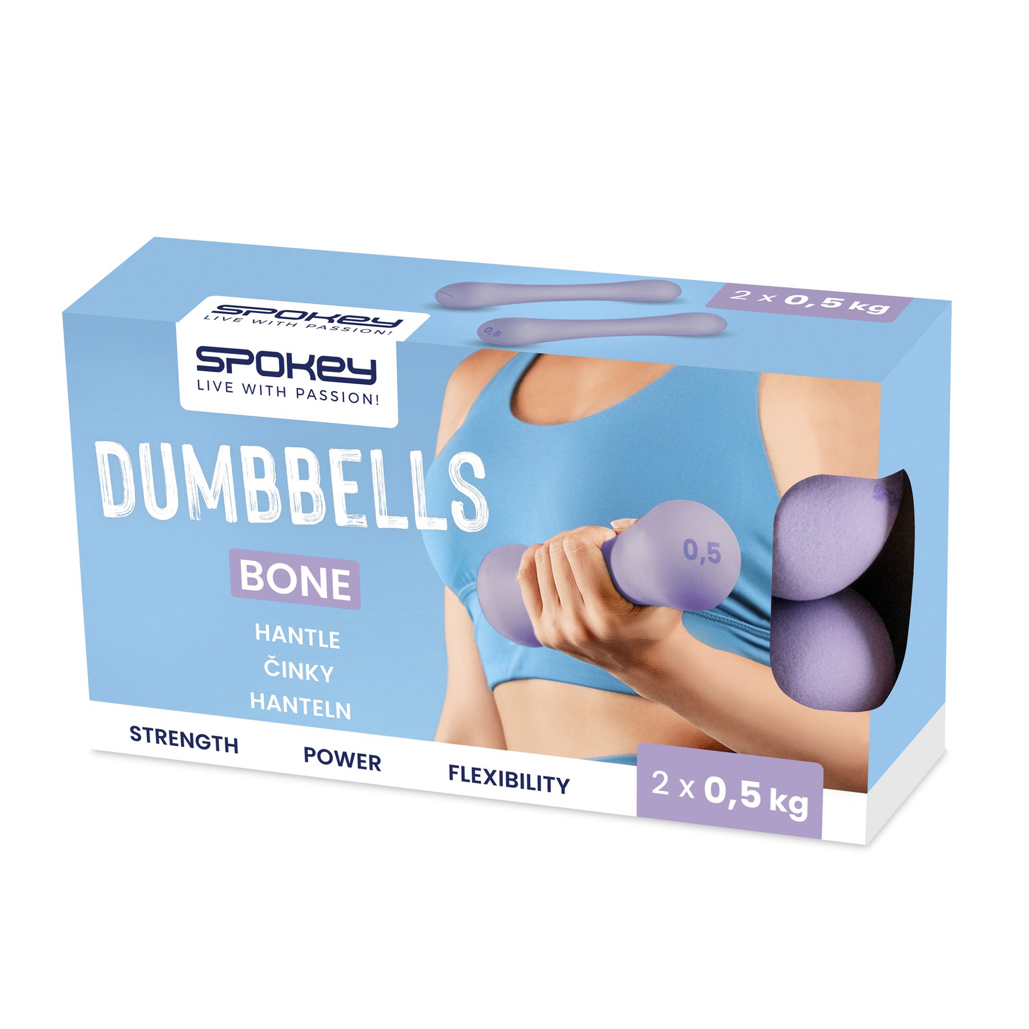 Neopreen dumbbells set 2x0,5 kg paars - Spokey BONE Neopreen dumbbells set 2x0,5 kg paars - Spokey BONE