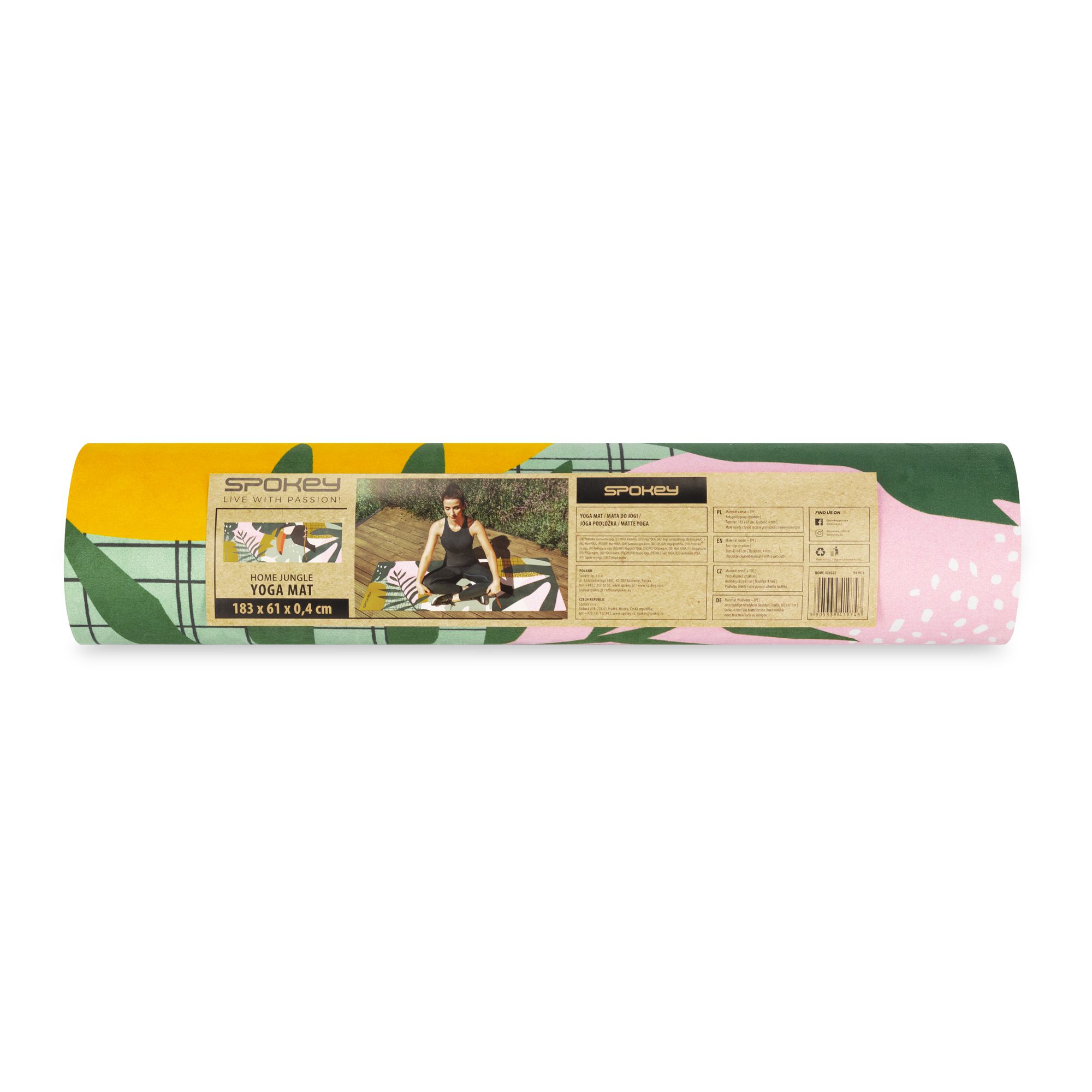 Fitnessmat - Antislip - microfiber suède toplaag - 183x61 cm - dikte 4mm - Spokey HOME JUNGLE Fitnessmat - Antislip - microfiber suède toplaag - 183x61 cm - dikte 4mm - Spokey HOME JUNGLE