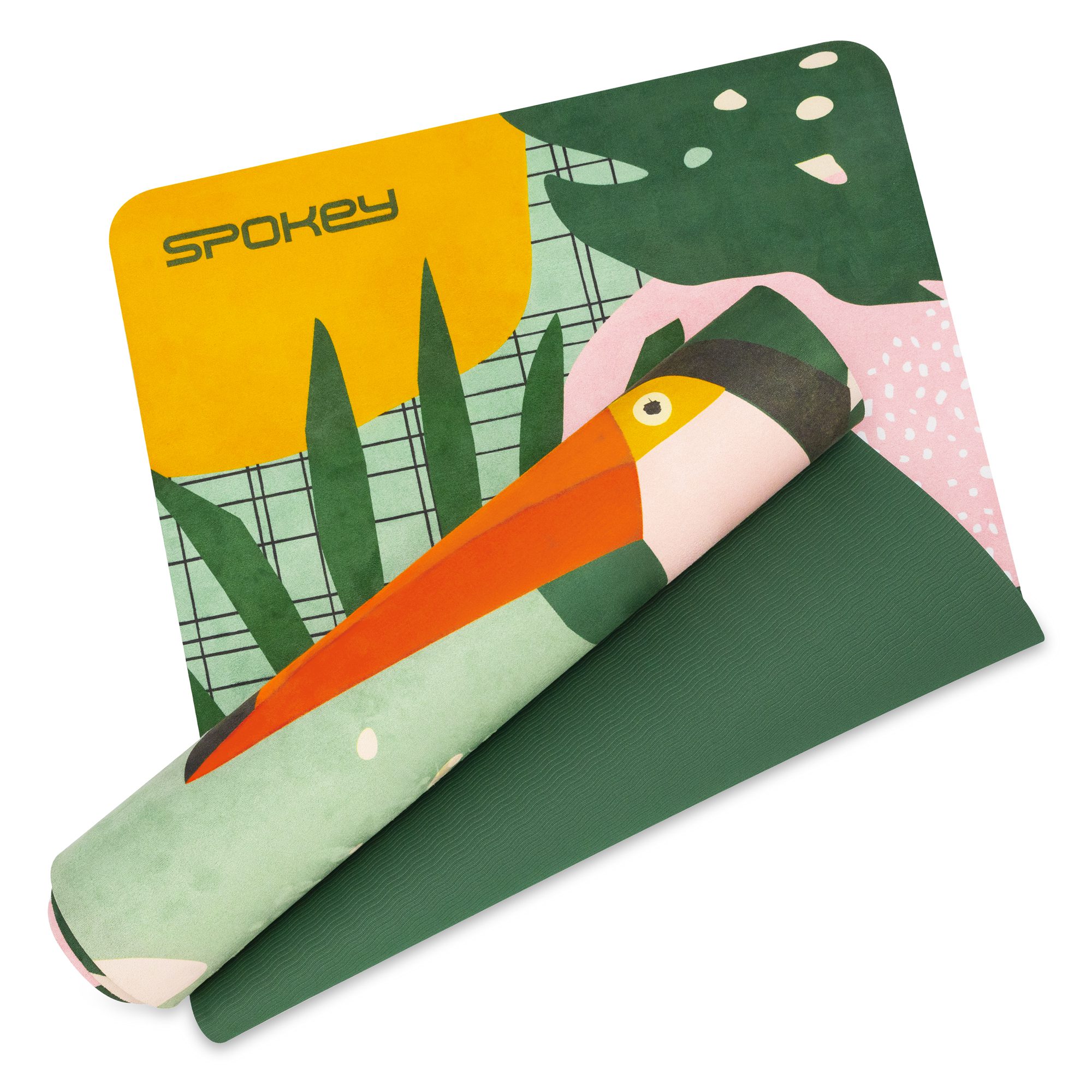 Fitnessmat - Antislip - microfiber suède toplaag - 183x61 cm - dikte 4mm - Spokey HOME JUNGLE Fitnessmat - Antislip - microfiber suède toplaag - 183x61 cm - dikte 4mm - Spokey HOME JUNGLE