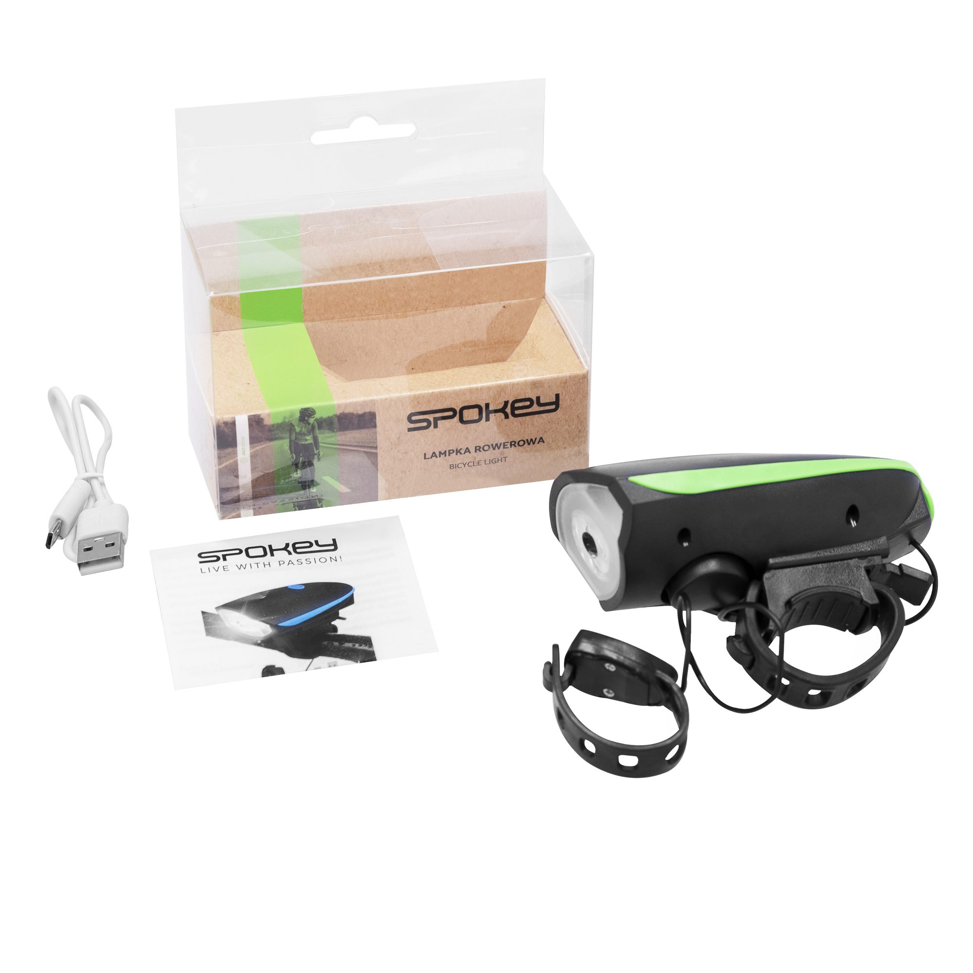 Fietslamp Spokey RAINI met claxon groen Fietslamp Spokey RAINI met claxon groen