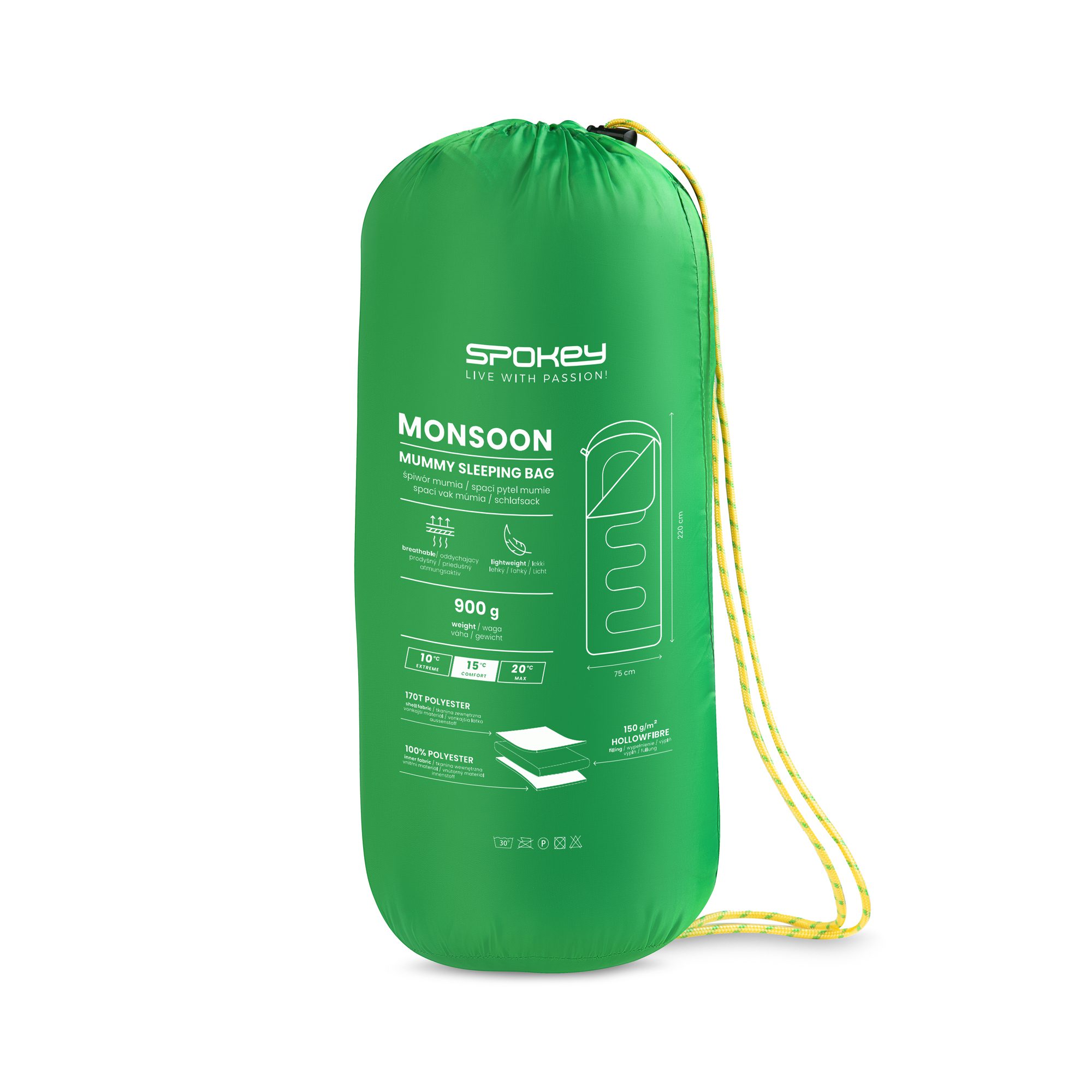 Spokey MONSOON slaapzak 220x75 cm groen Spokey MONSOON slaapzak 220x75 cm groen