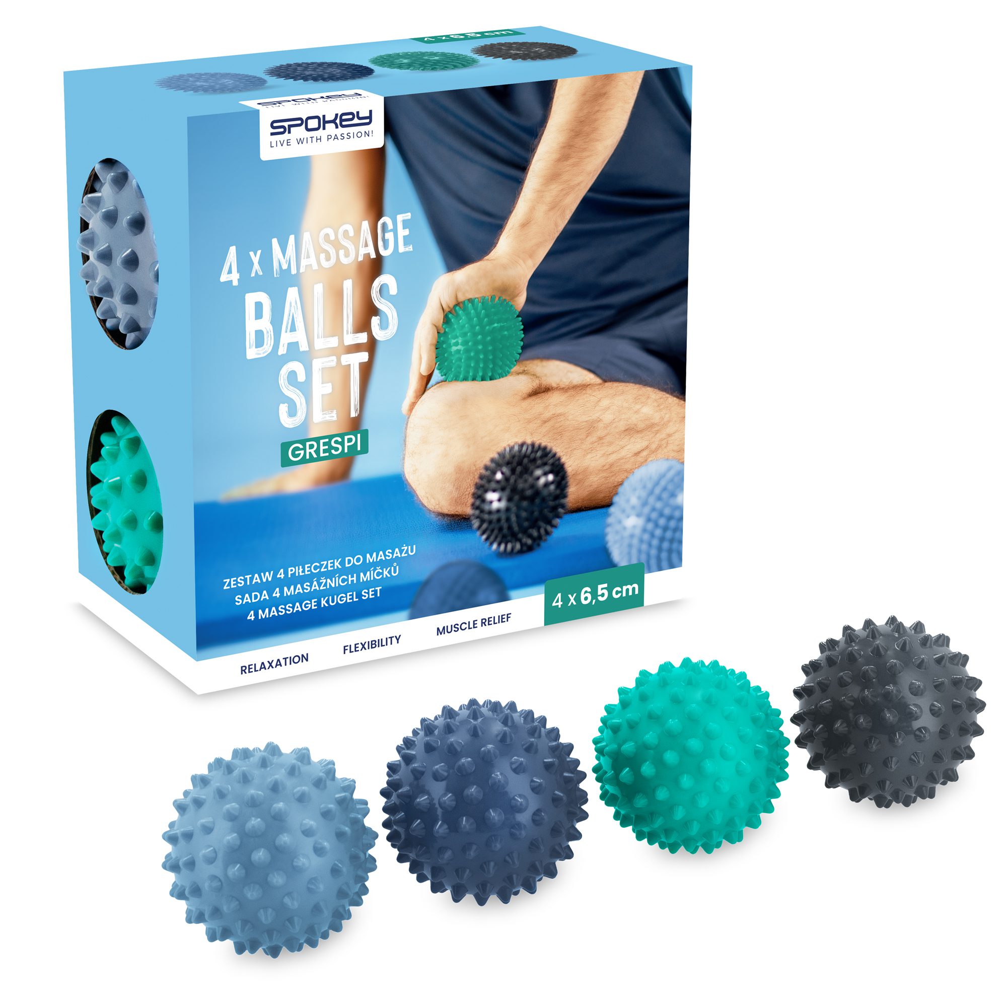 Massageballen set 4 stuks multicolor voor spierontspanning - Spokey GRESPI Massageballen set 4 stuks multicolor voor spierontspanning - Spokey GRESPI