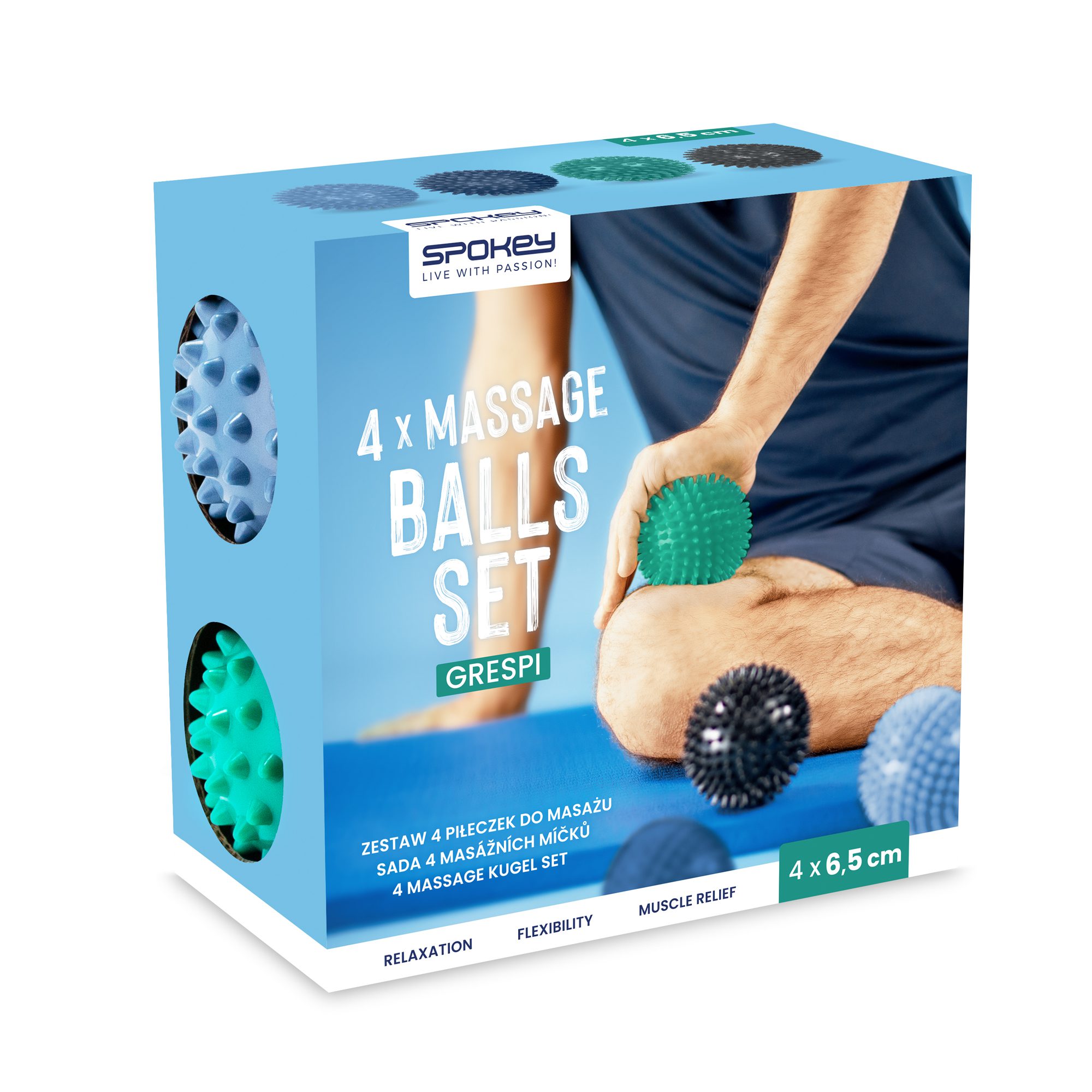 Massageballen set 4 stuks multicolor voor spierontspanning - Spokey GRESPI Massageballen set 4 stuks multicolor voor spierontspanning - Spokey GRESPI