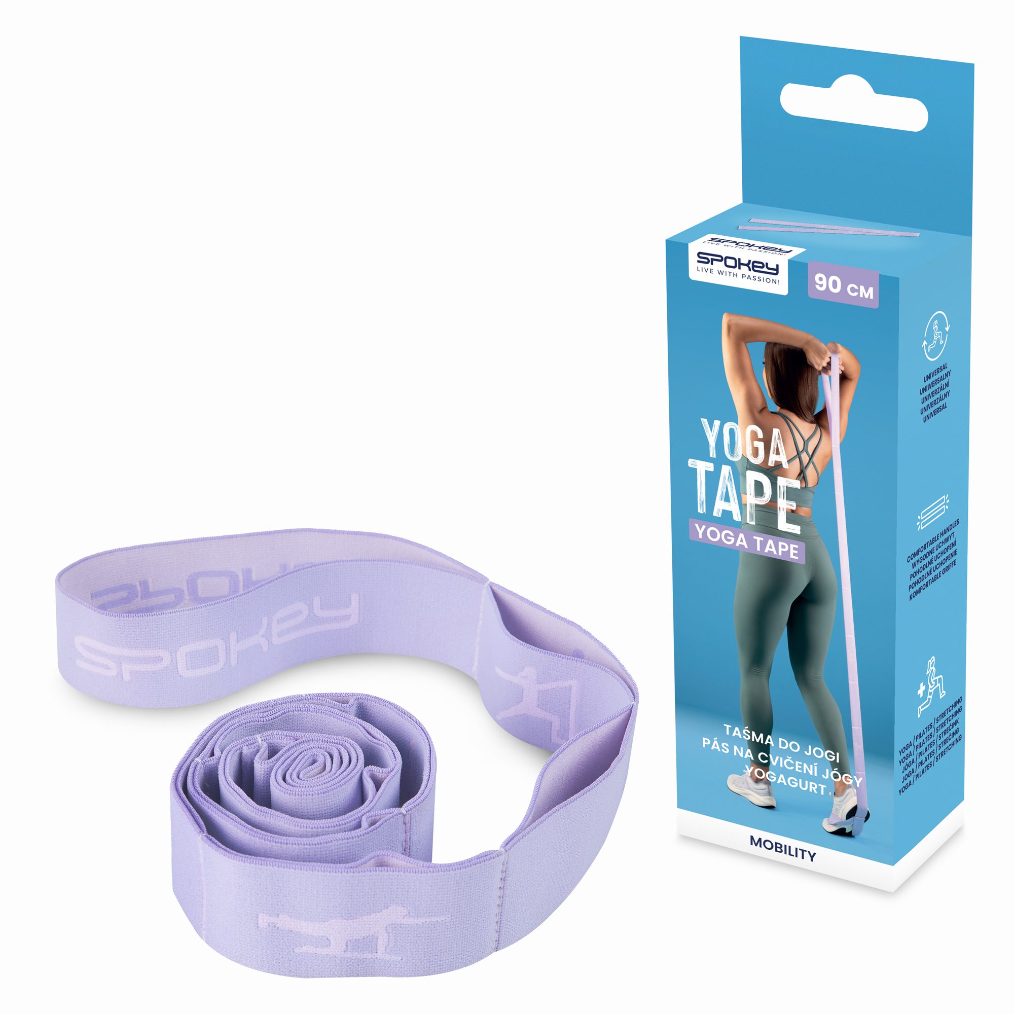 Yoga tape zwart 90x4 cm voor stretchoefeningen - Spokey YOGA TAPE Yoga tape zwart 90x4 cm voor stretchoefeningen - Spokey YOGA TAPE