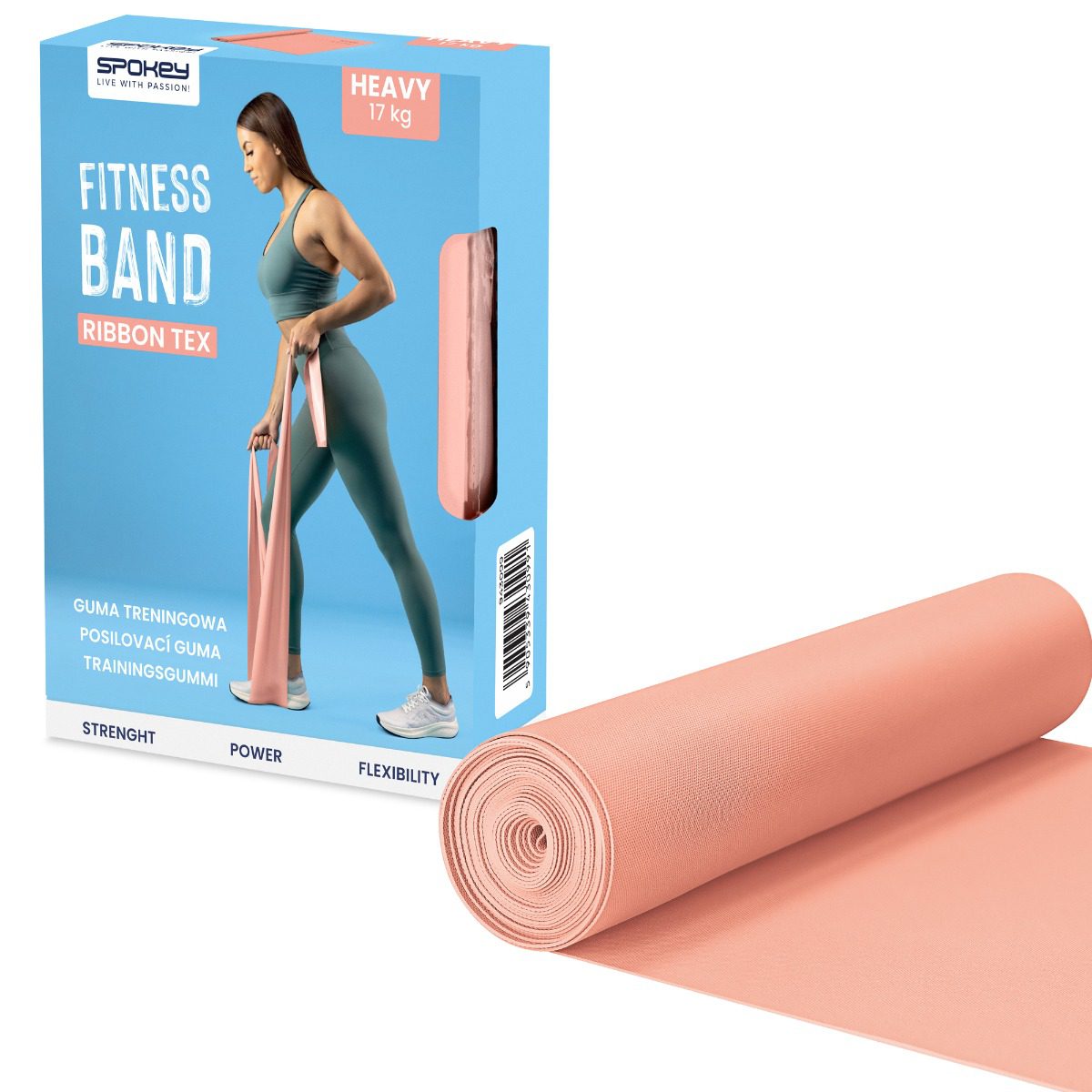Weerstandsband - Roze - 200 x 15 cm - Duurzaam materiaal - Geschikt voor krachttraining en yoga - Spokey RIBBON TEX HEAVY Weerstandsband - Roze - 200 x 15 cm - Duurzaam materiaal - Geschikt voor krachttraining en yoga - Spokey RIBBON TEX HEAVY