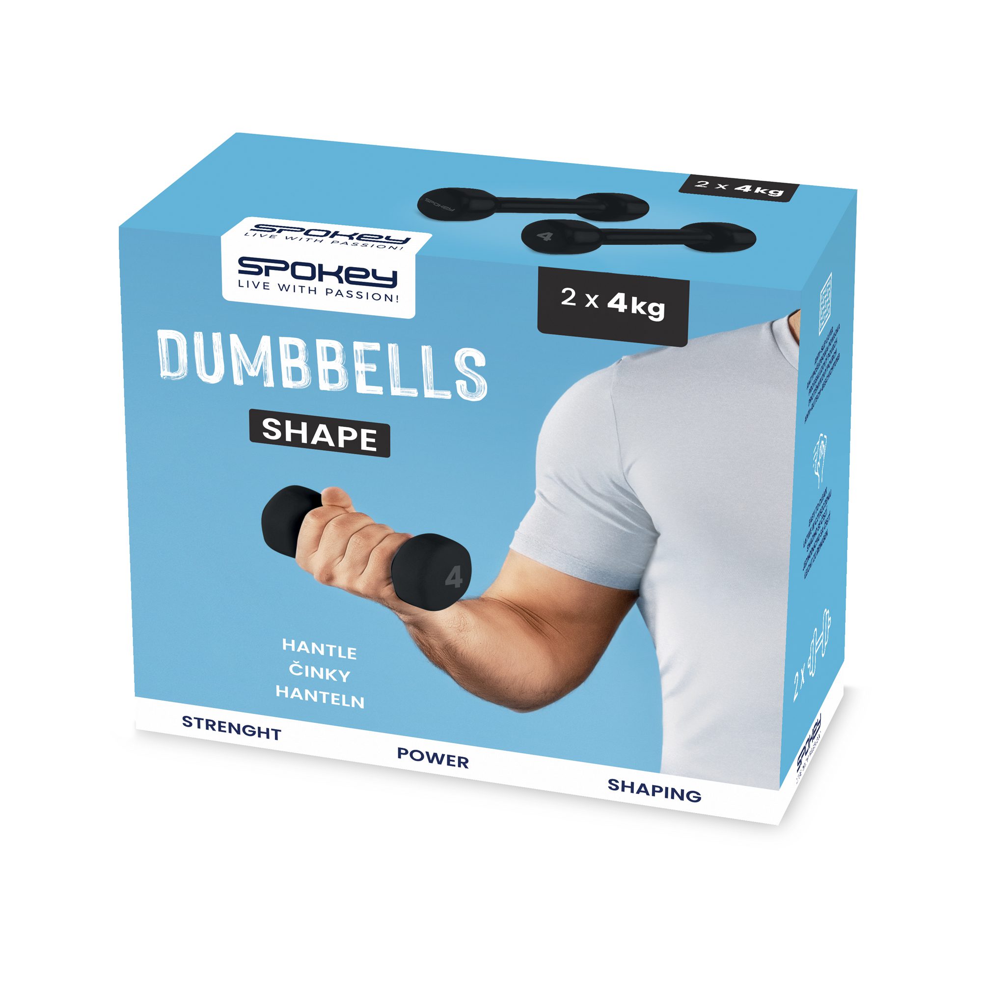 Vinyl dumbbells 2x4 kg zwart - Spokey SHAPE Vinyl dumbbells 2x4 kg zwart - Spokey SHAPE