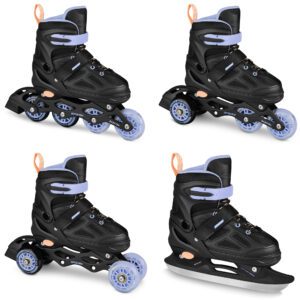 Spokey Quattro 4in1 skates zwart/licht blauw 30-33