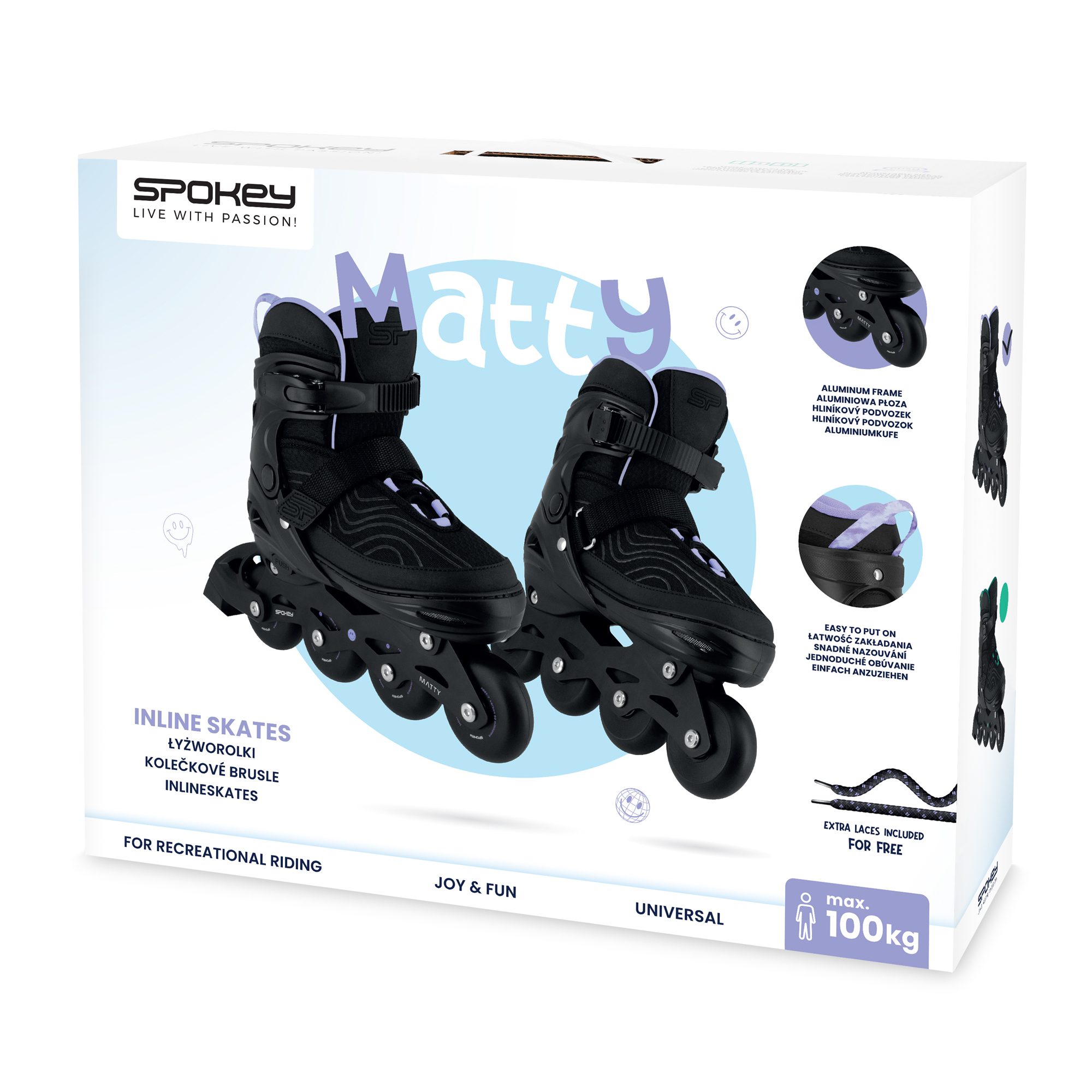 Verstelbare inline skates - Spokey MATTY - (zwart / paars) Verstelbare inline skates - Spokey MATTY - (zwart / paars)