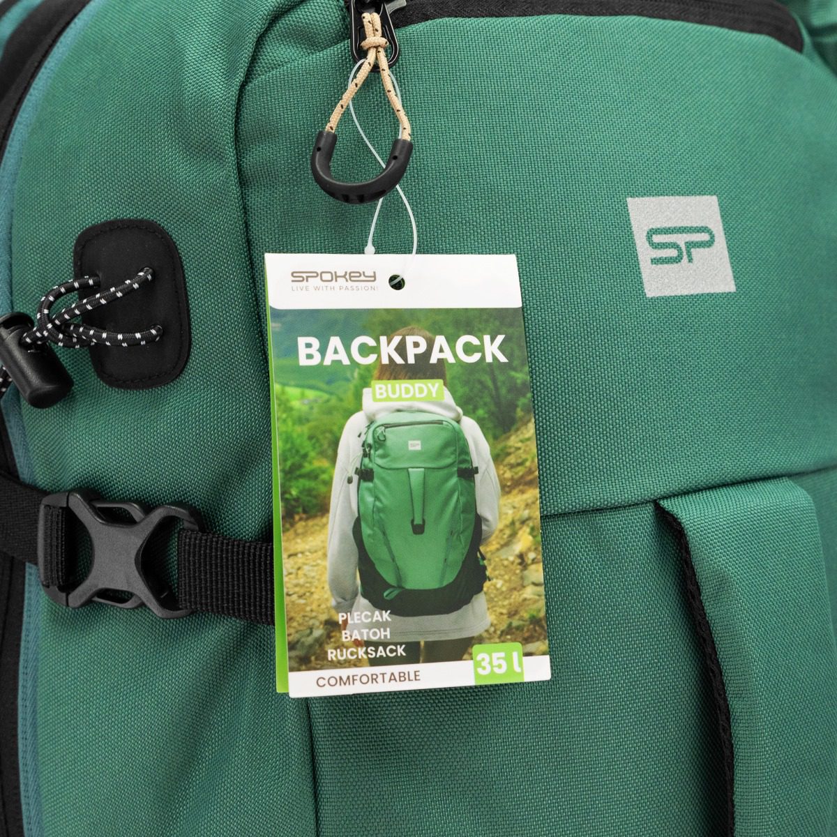 Spokey BUDDY 35L groene hiking backpack met ventilatiesysteem Spokey BUDDY 35L groene hiking backpack met ventilatiesysteem