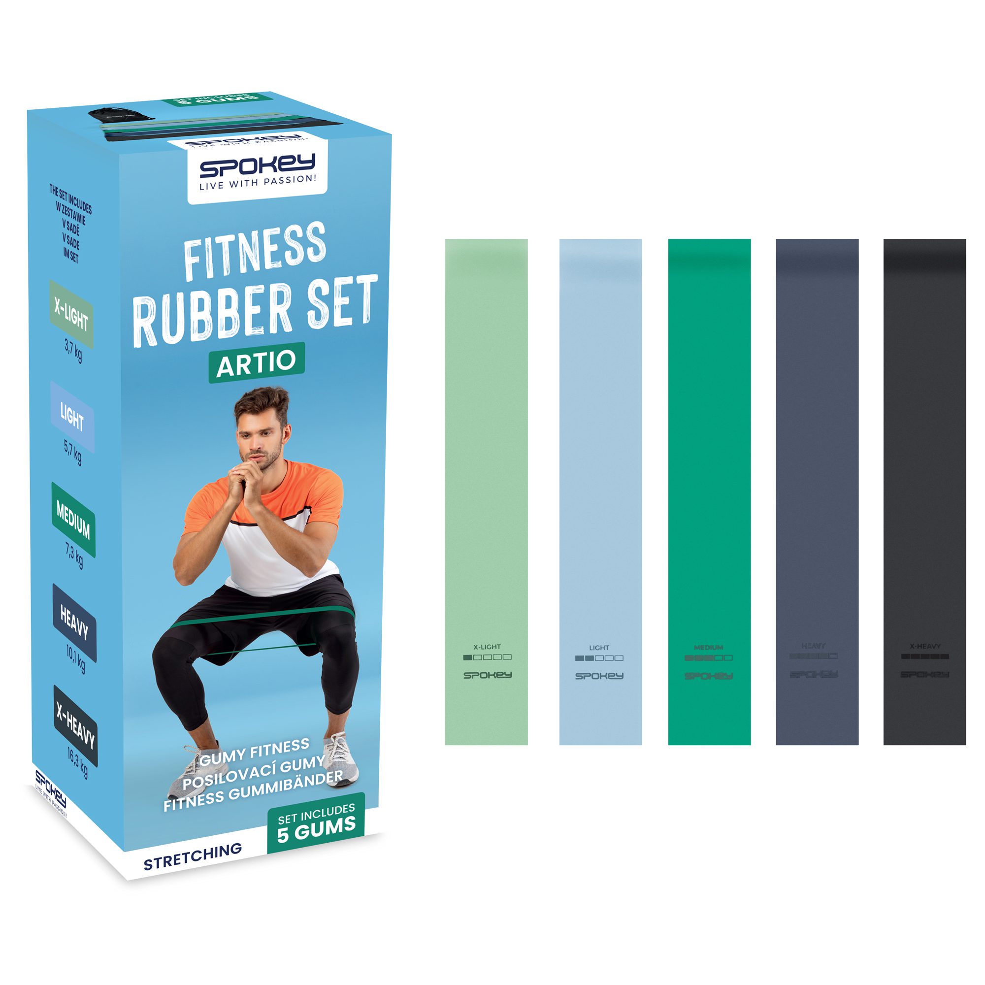 Set van 5 weerstandsbanden multicolor - Spokey ARTIO Set van 5 weerstandsbanden multicolor - Spokey ARTIO