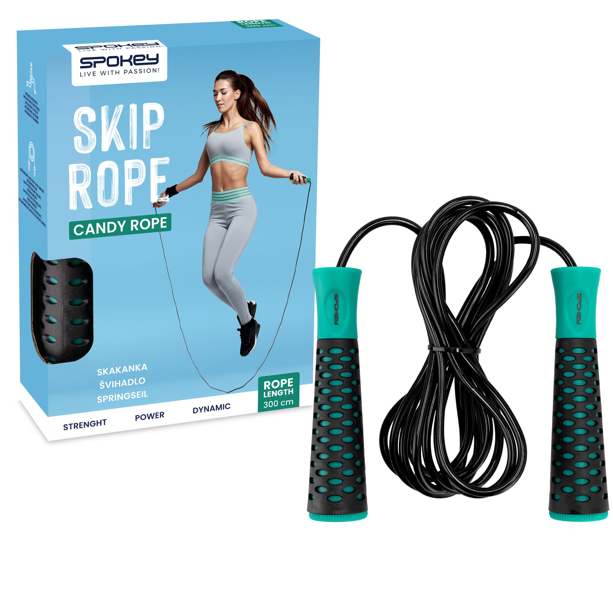 Spokey CANDY ROPE springtouw zwart/groen Spokey CANDY ROPE springtouw zwart/groen