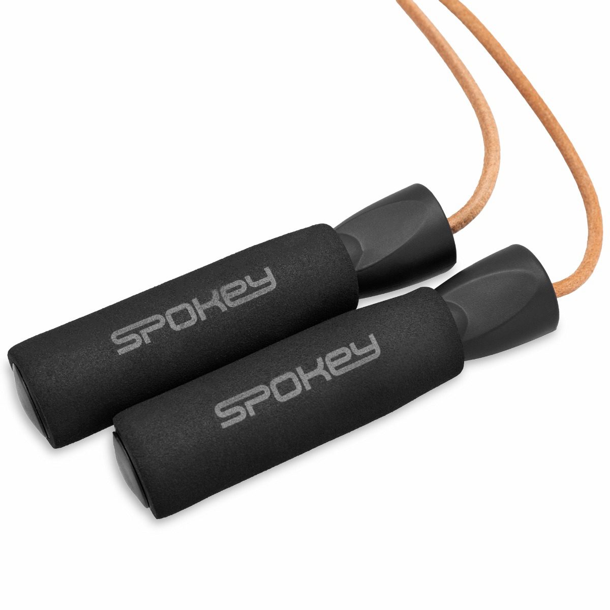 Leren springtouw bruin met foam handvatten - Spokey QUICK SKIP Leren springtouw bruin met foam handvatten - Spokey QUICK SKIP