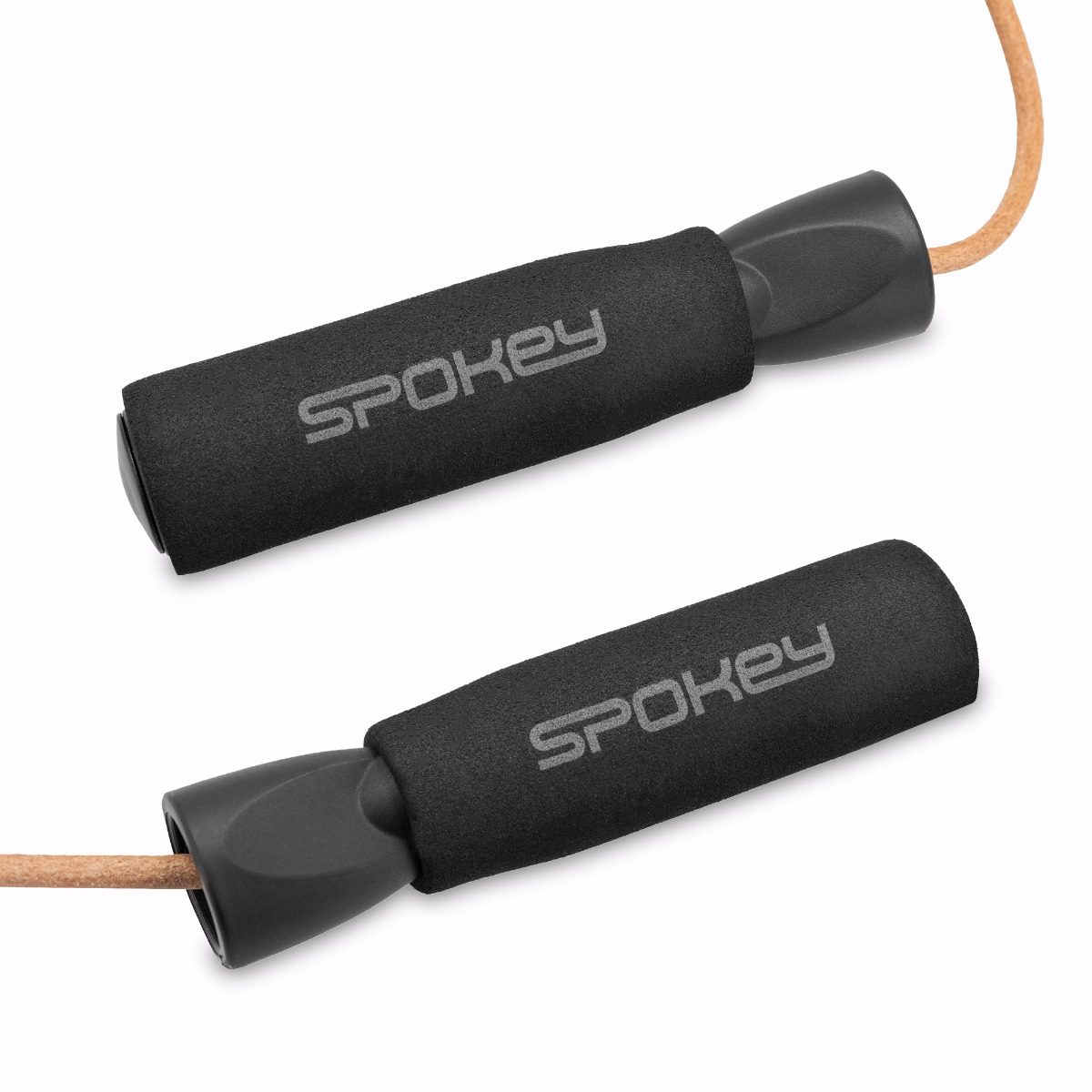 Leren springtouw bruin met foam handvatten - Spokey QUICK SKIP Leren springtouw bruin met foam handvatten - Spokey QUICK SKIP