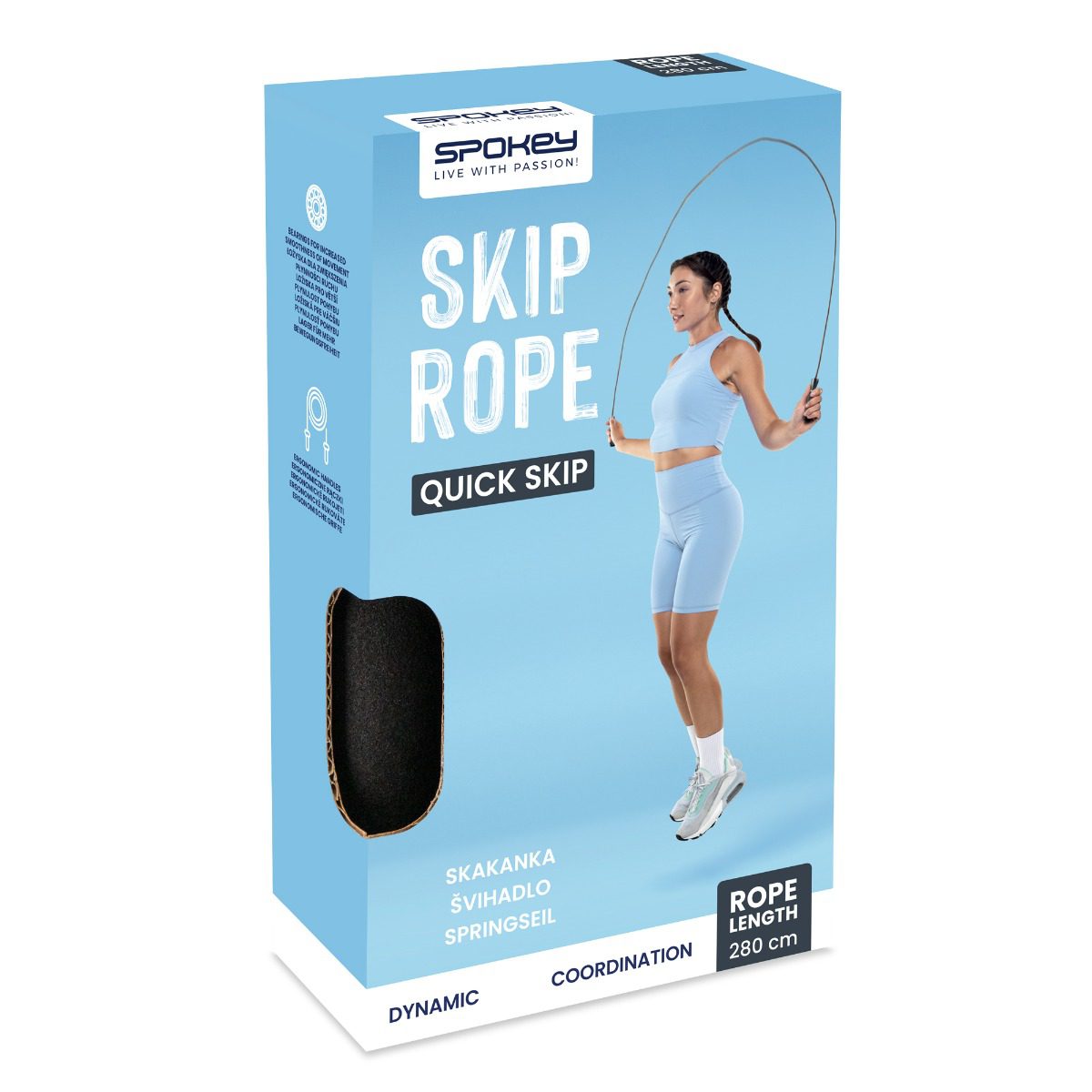 Leren springtouw bruin met foam handvatten - Spokey QUICK SKIP Leren springtouw bruin met foam handvatten - Spokey QUICK SKIP