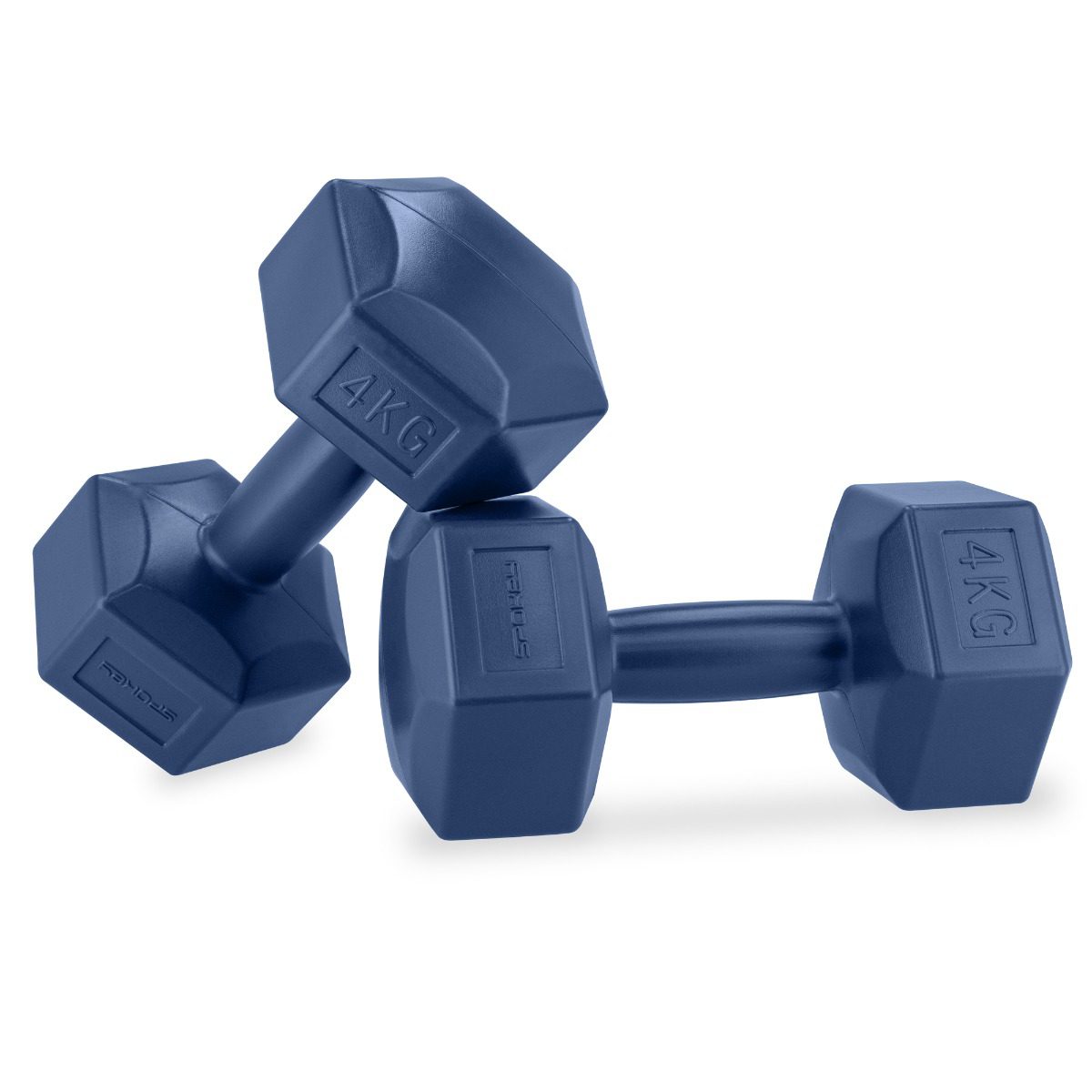 Set van hexagonale dumbbells 2x4 kg blauw - Spokey MONSTER Set van hexagonale dumbbells 2x4 kg blauw - Spokey MONSTER