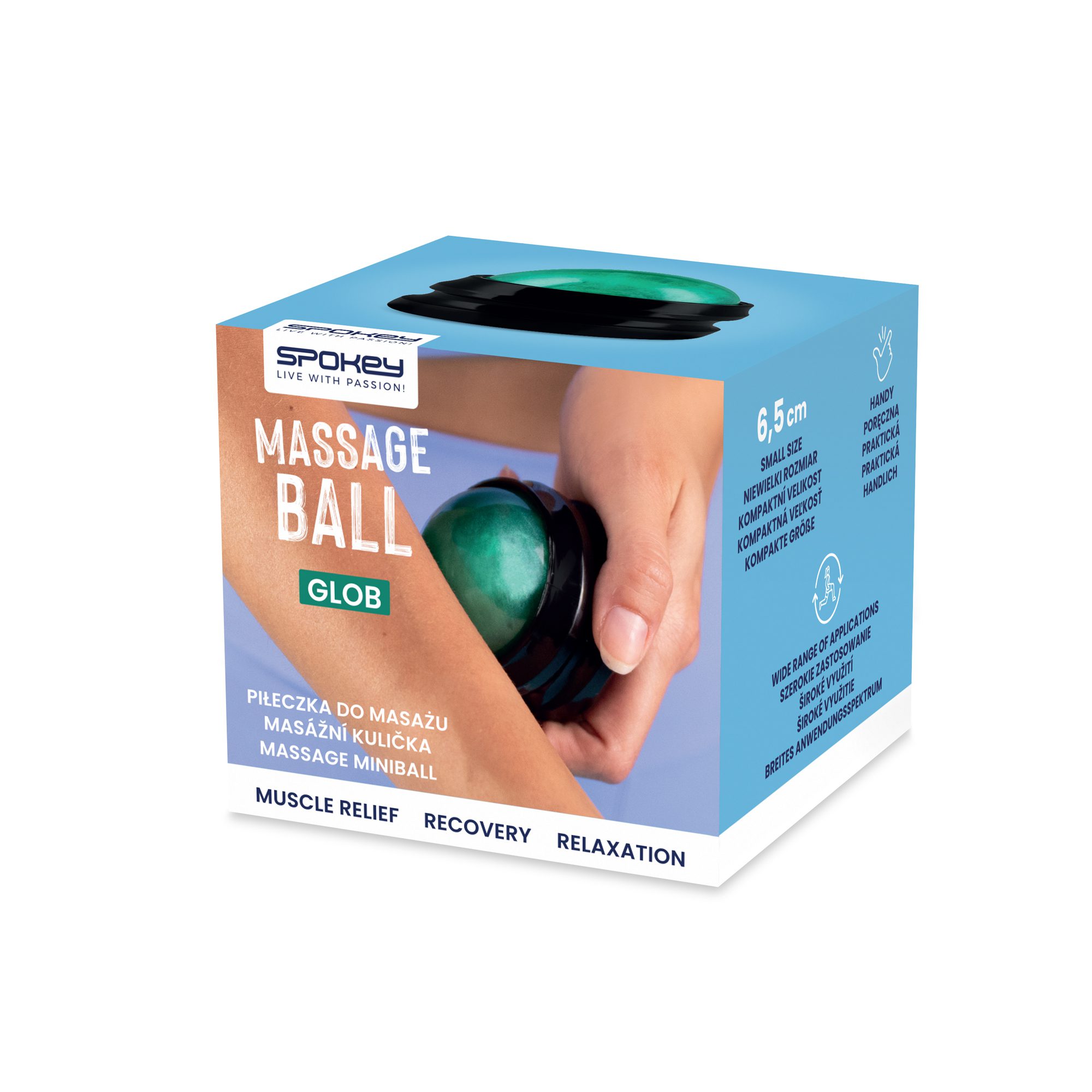 Massagebal zwart 360° met antislip handvat - Spokey GLOB Massagebal zwart 360° met antislip handvat - Spokey GLOB