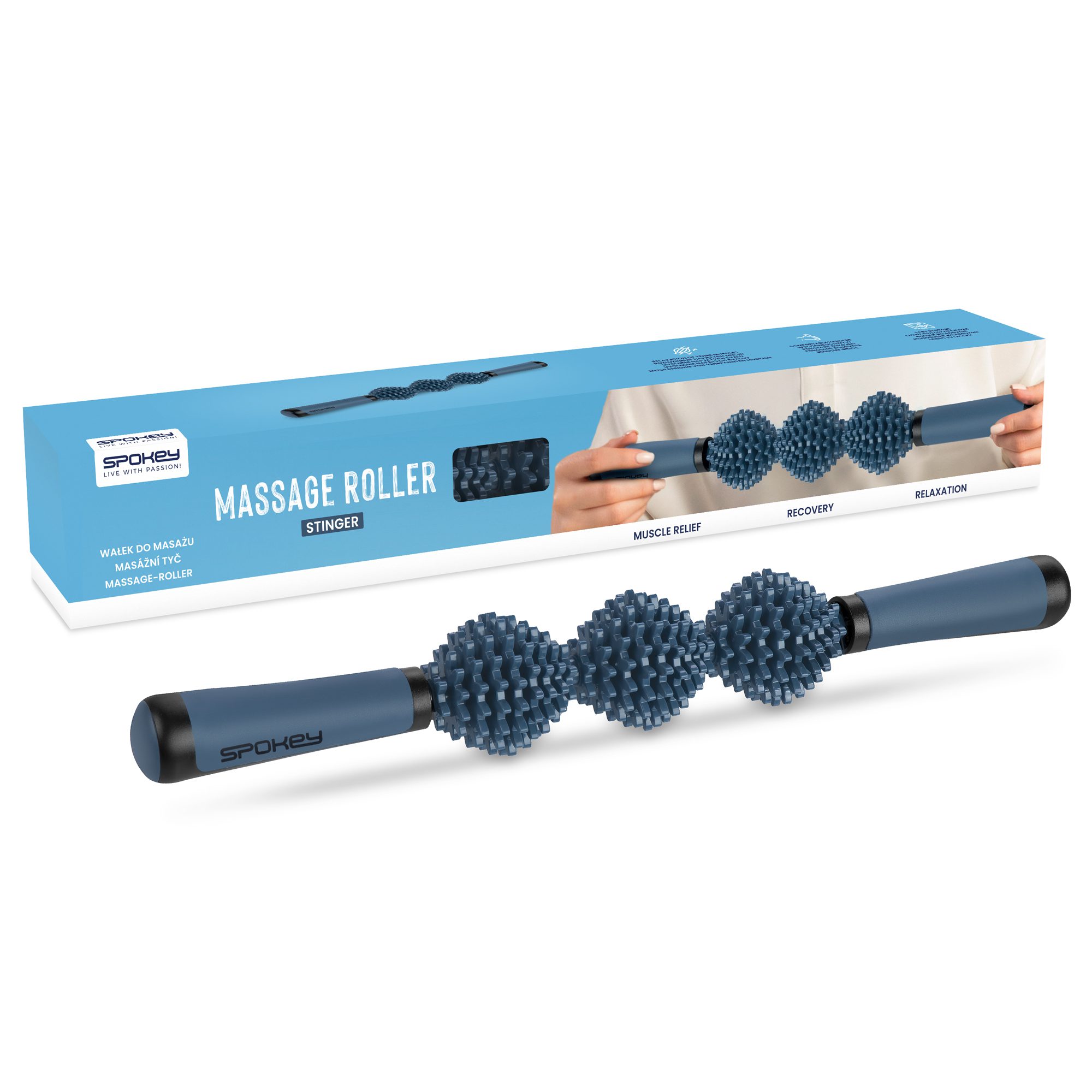 Massage roller met handvatten (41 x 5,5 cm) - Spokey Stinger Massage roller met handvatten (41 x 5,5 cm) - Spokey Stinger