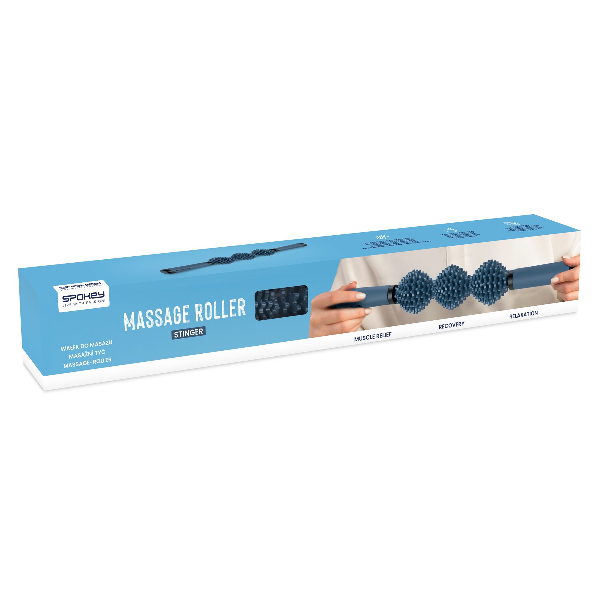 Massage roller met handvatten (41 x 5,5 cm) - Spokey Stinger Massage roller met handvatten (41 x 5,5 cm) - Spokey Stinger