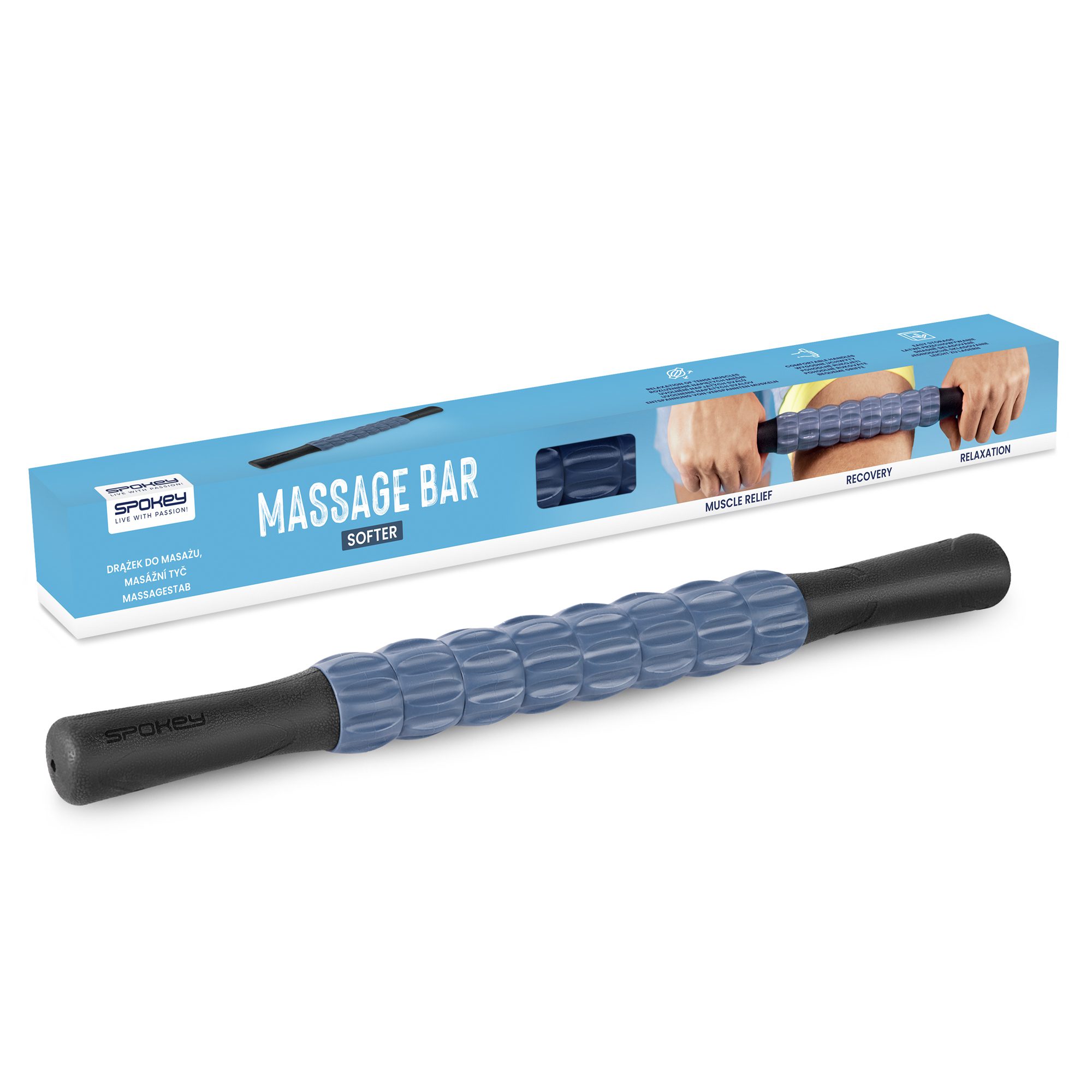 Handmatige massage roller zwart 45x5 cm - Spokey SOFTER Handmatige massage roller zwart 45x5 cm - Spokey SOFTER