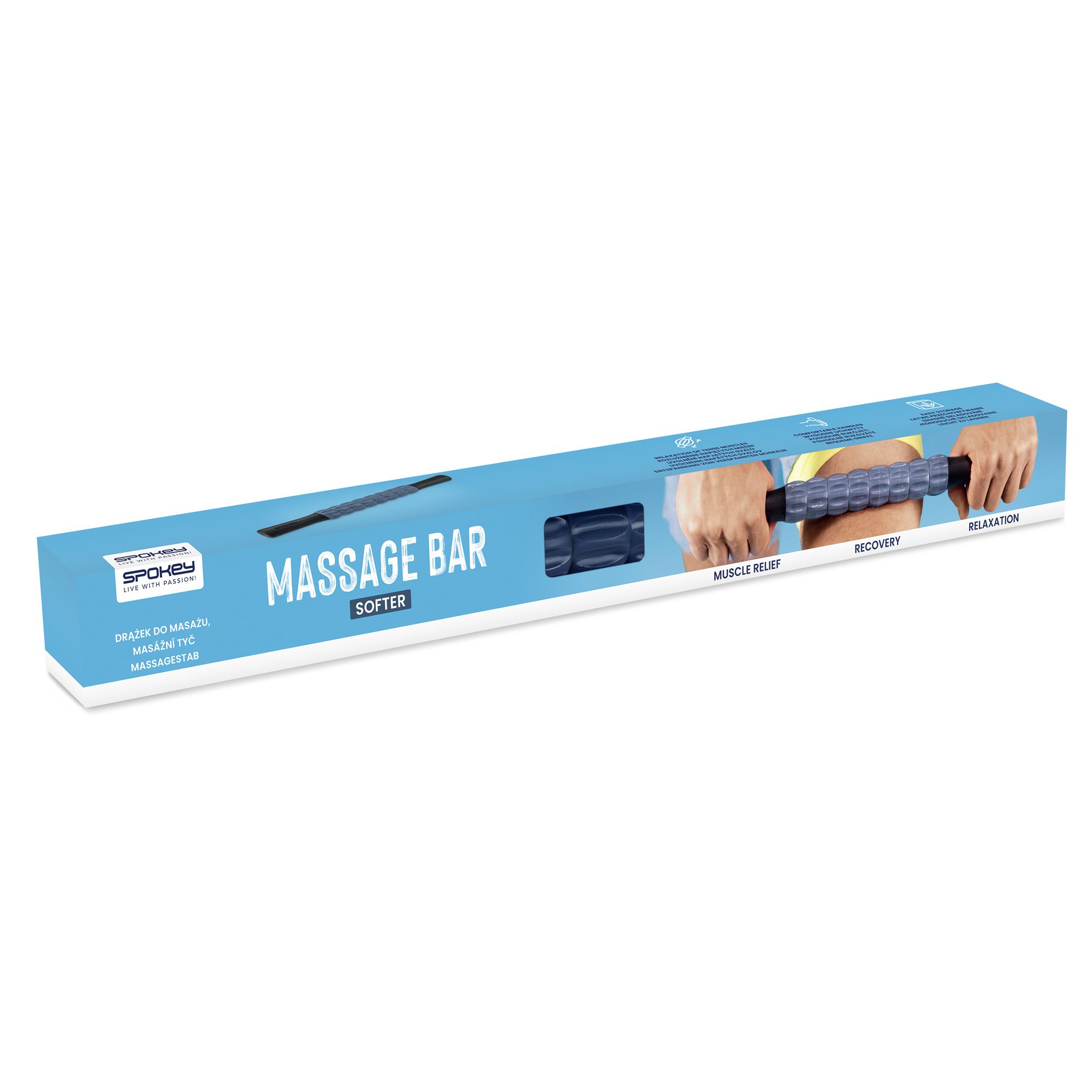 Handmatige massage roller zwart 45x5 cm - Spokey SOFTER Handmatige massage roller zwart 45x5 cm - Spokey SOFTER