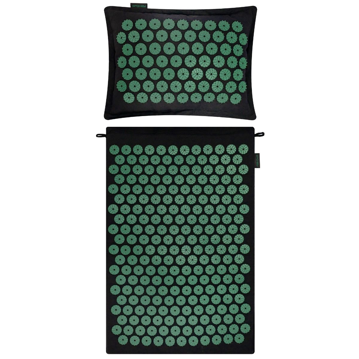 Acupressuurmat met kussen (zwart / groen) - Spokey AKUMAT Acupressuurmat met kussen (zwart / groen) - Spokey AKUMAT