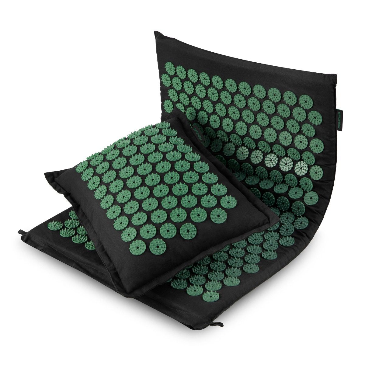 Acupressuurmat met kussen (zwart / groen) - Spokey AKUMAT Acupressuurmat met kussen (zwart / groen) - Spokey AKUMAT