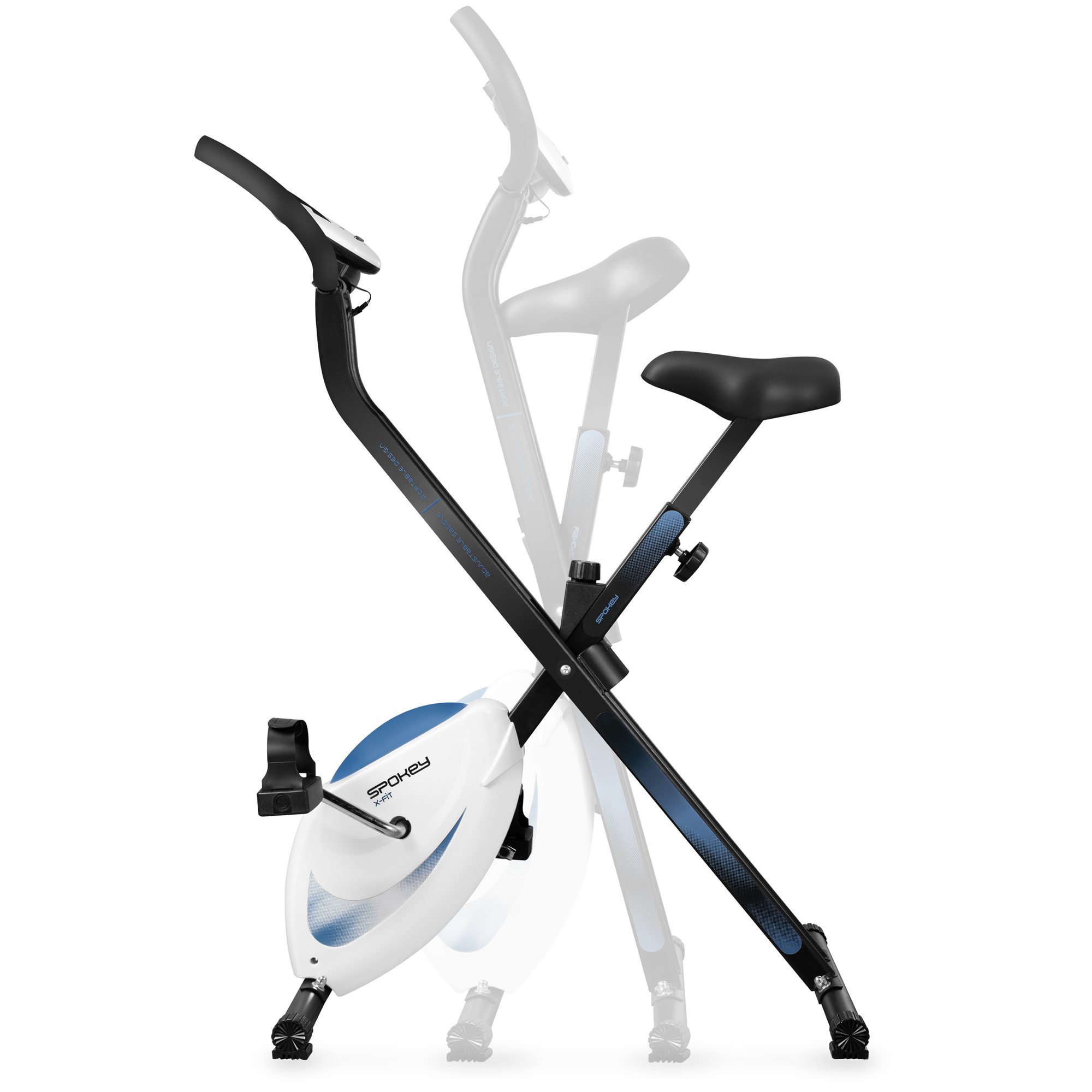 Vouwbare hometrainer Spokey XFIT - grijs, compact en verstelbaar Vouwbare hometrainer Spokey XFIT - grijs, compact en verstelbaar
