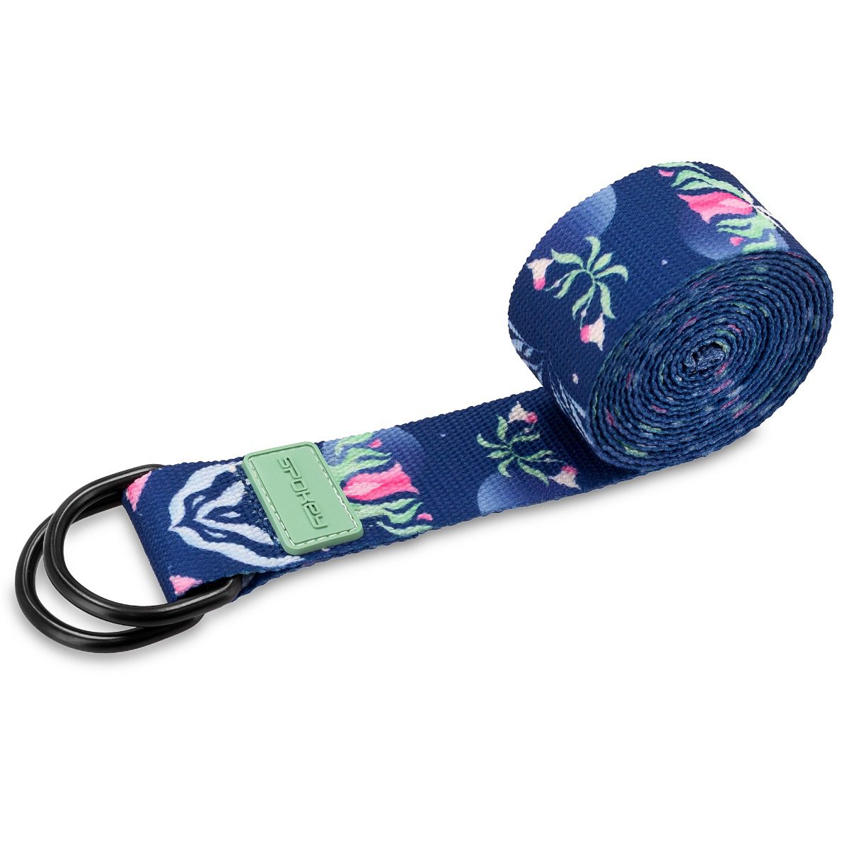 Yoga Strap - Yogariem - 240x3,8 cm - Donker blauw - Bloemenpatroon - Spokey Bloom Yoga Strap - Yogariem - 240x3,8 cm - Donker blauw - Bloemenpatroon - Spokey Bloom