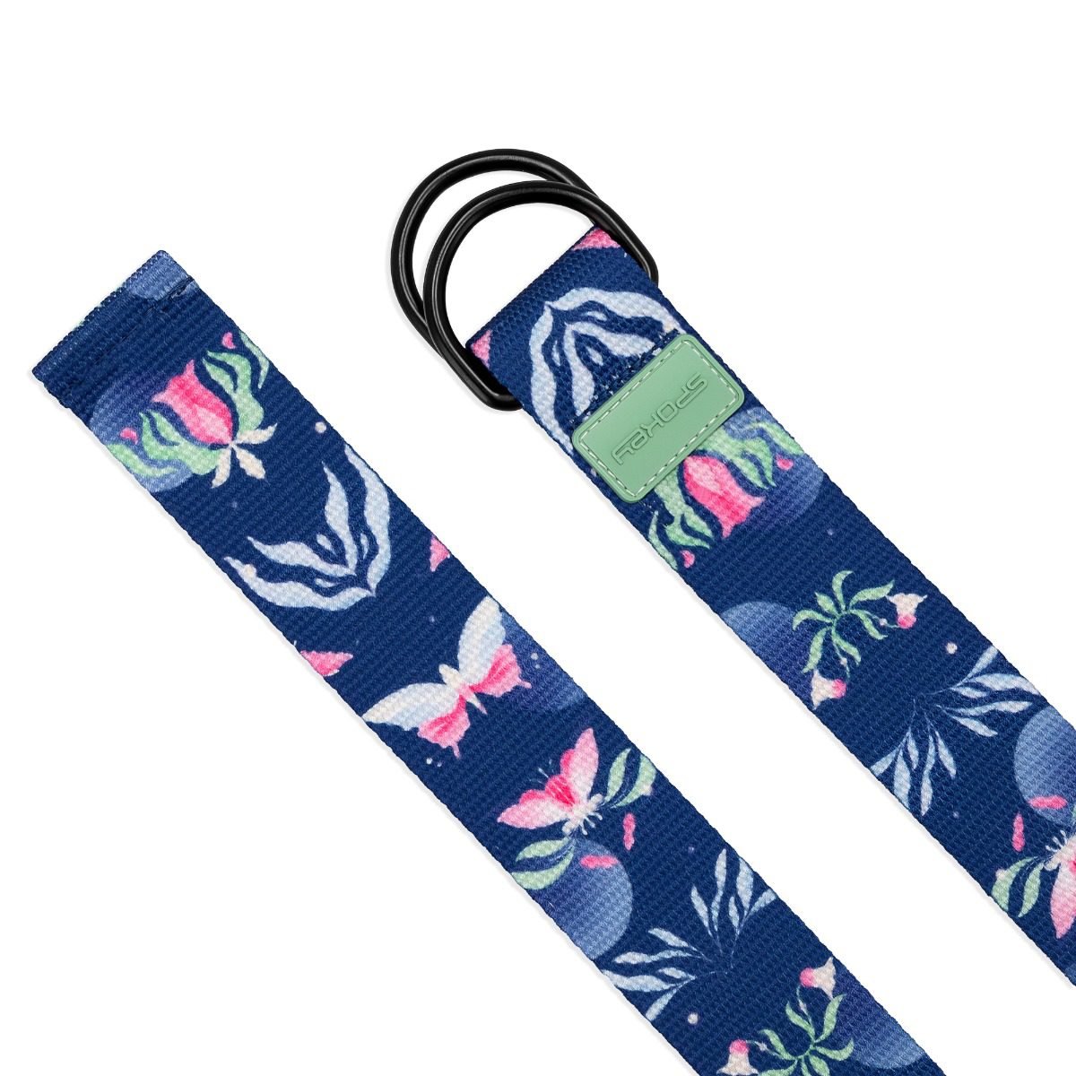Yoga Strap - Yogariem - 240x3,8 cm - Donker blauw - Bloemenpatroon - Spokey Bloom Yoga Strap - Yogariem - 240x3,8 cm - Donker blauw - Bloemenpatroon - Spokey Bloom