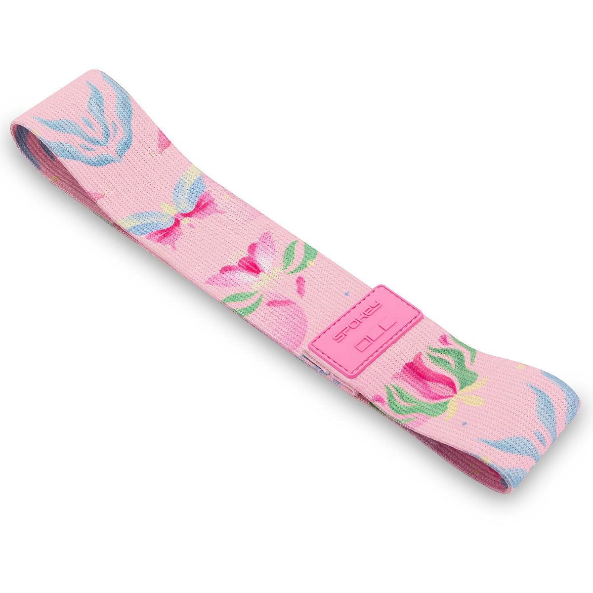 Weerstandsband - Elastische band - Weerstandsniveau 25 kg - 32x5 cm - Roze met bloemenpatroon - Spokey Bloom Medium Weerstandsband - Elastische band - Weerstandsniveau 25 kg - 32x5 cm - Roze met bloemenpatroon - Spokey Bloom Medium