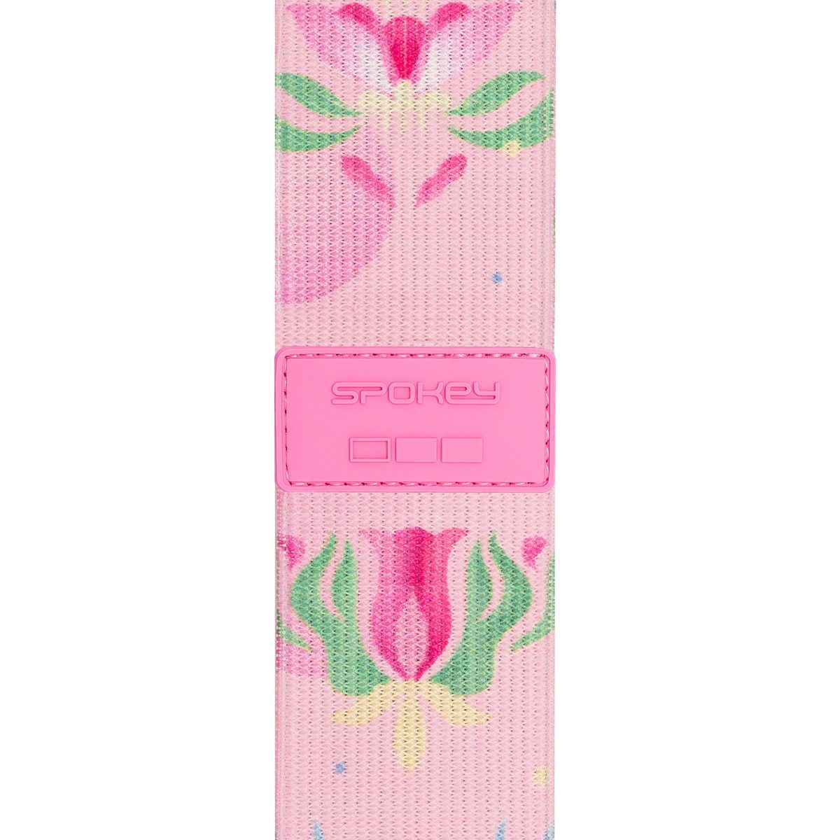 Weerstandsband - Elastische band - Weerstandsniveau 25 kg - 32x5 cm - Roze met bloemenpatroon - Spokey Bloom Medium Weerstandsband - Elastische band - Weerstandsniveau 25 kg - 32x5 cm - Roze met bloemenpatroon - Spokey Bloom Medium